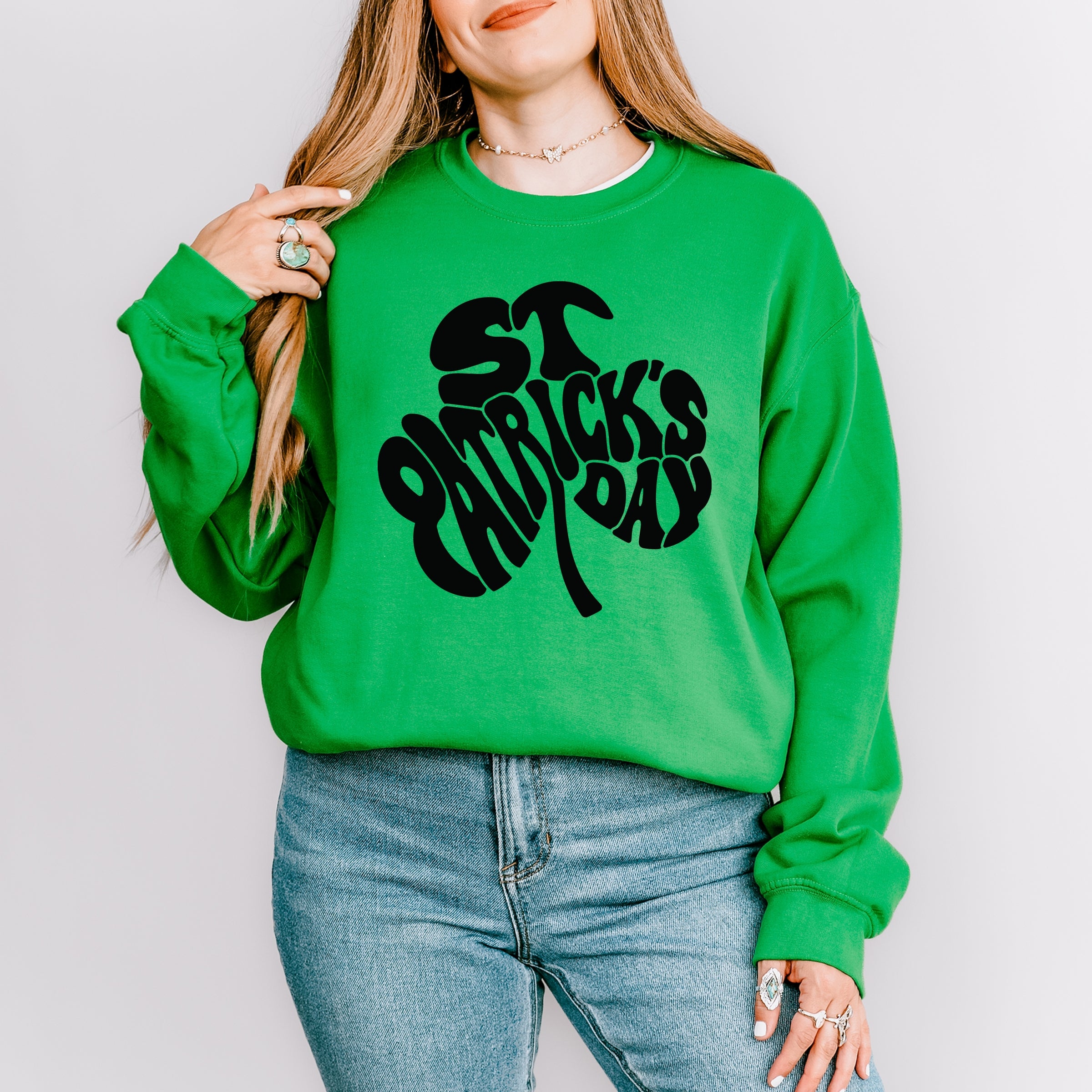 St. Patrick's Day Word Shamrock - Womens Graphic Sweatshirt