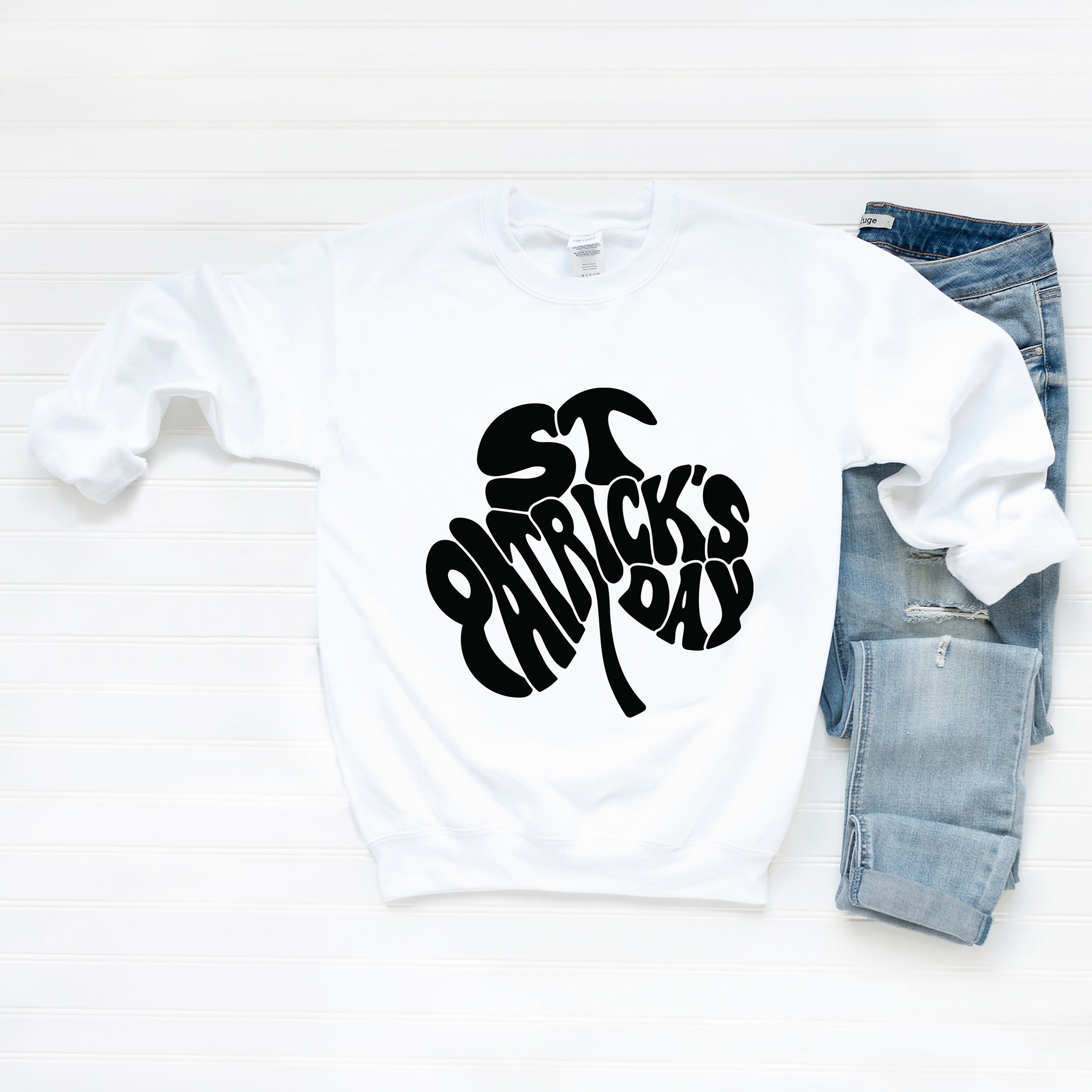 St. Patrick's Day Word Shamrock - Womens Graphic Sweatshirt