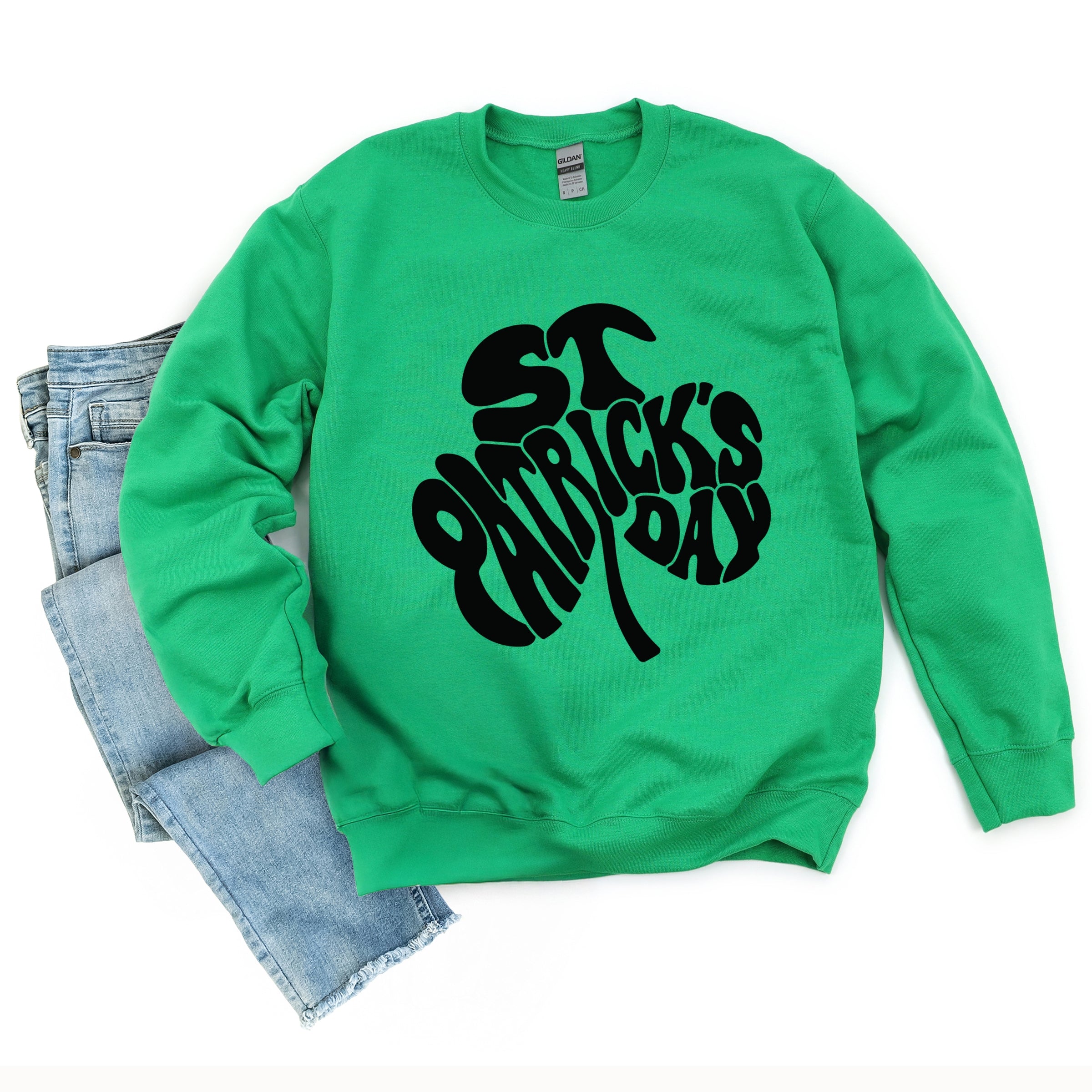 St. Patrick's Day Word Shamrock - Womens Graphic Sweatshirt
