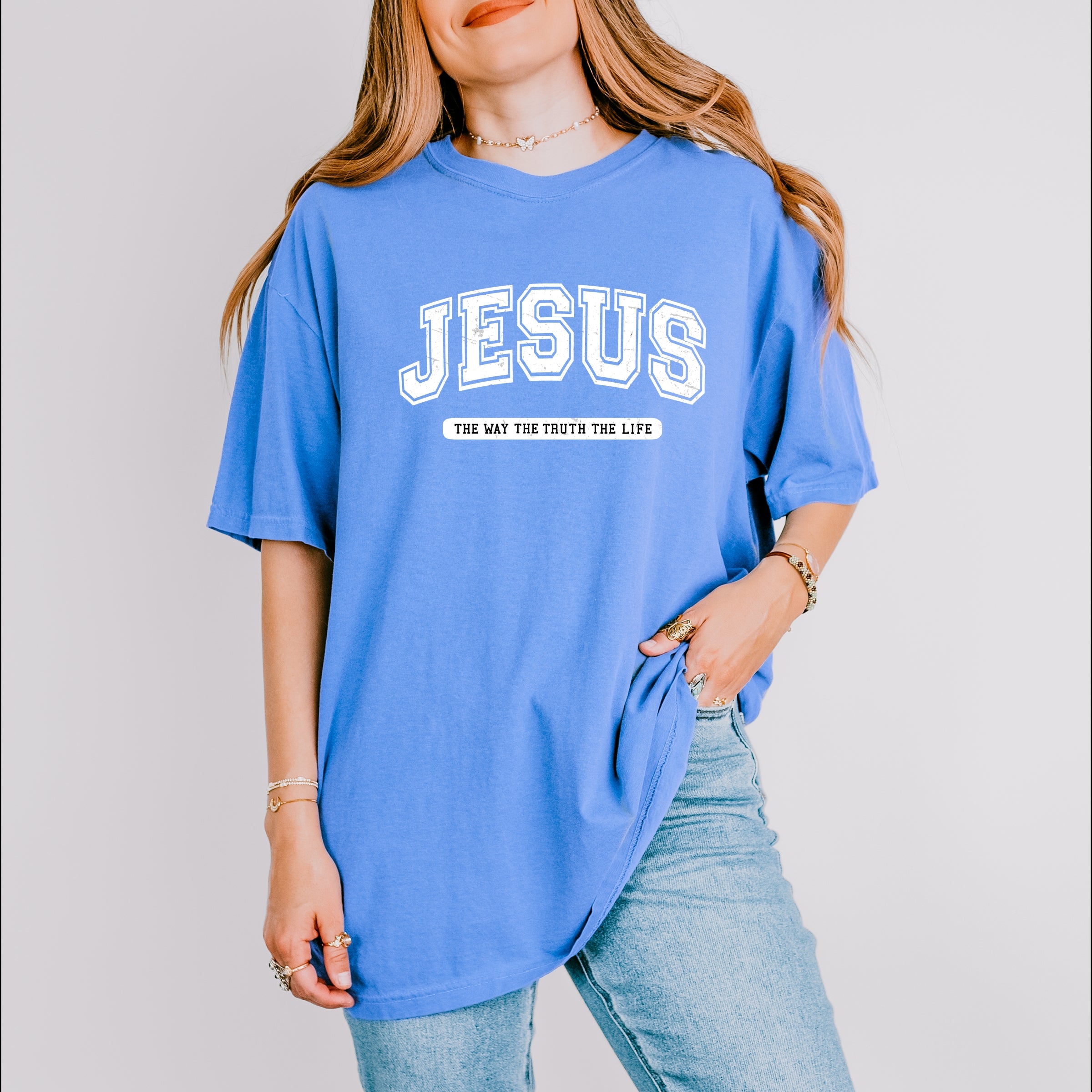 Jesus Varsity - Women's Garment Dyed Graphic T-Shirt