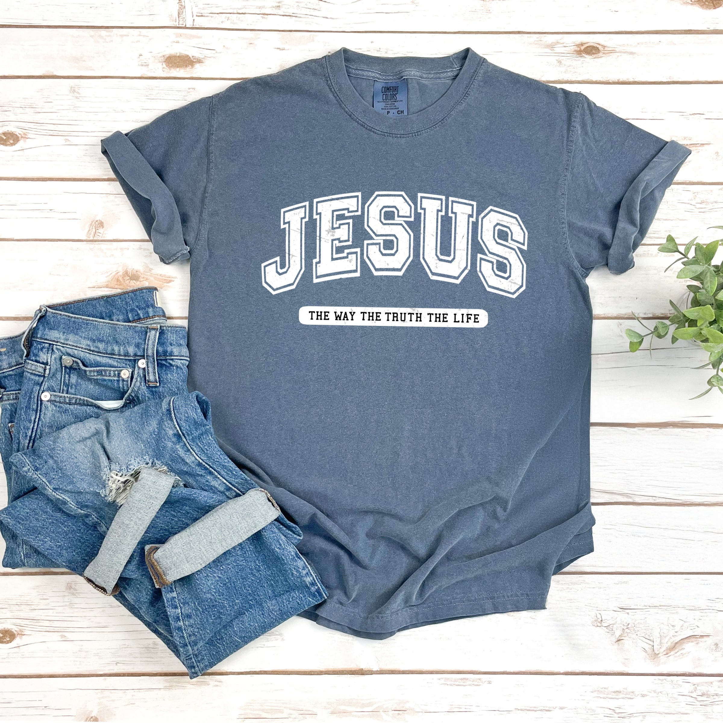 Jesus Varsity - Women's Garment Dyed Graphic T-Shirt