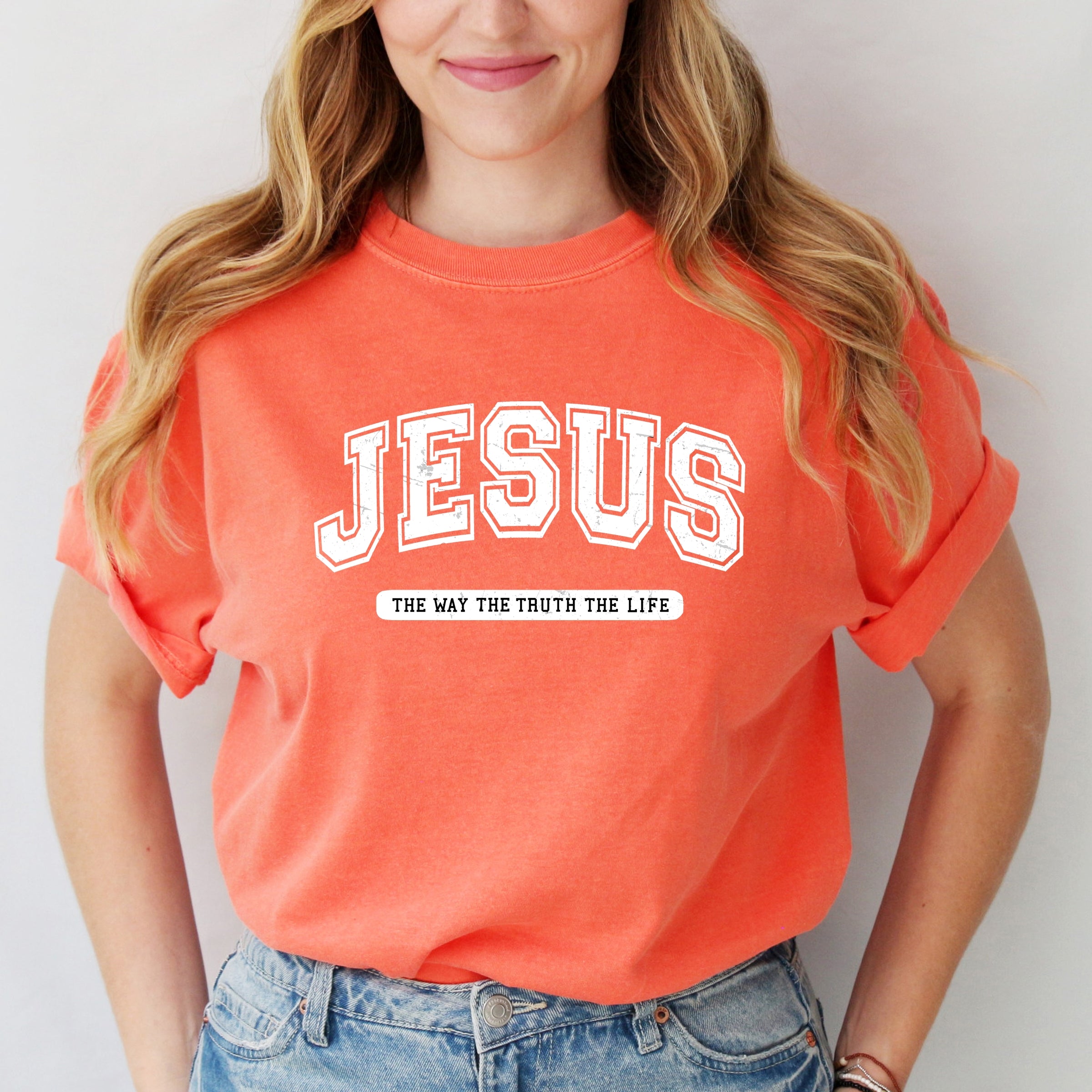 Jesus Varsity - Women's Garment Dyed Graphic T-Shirt