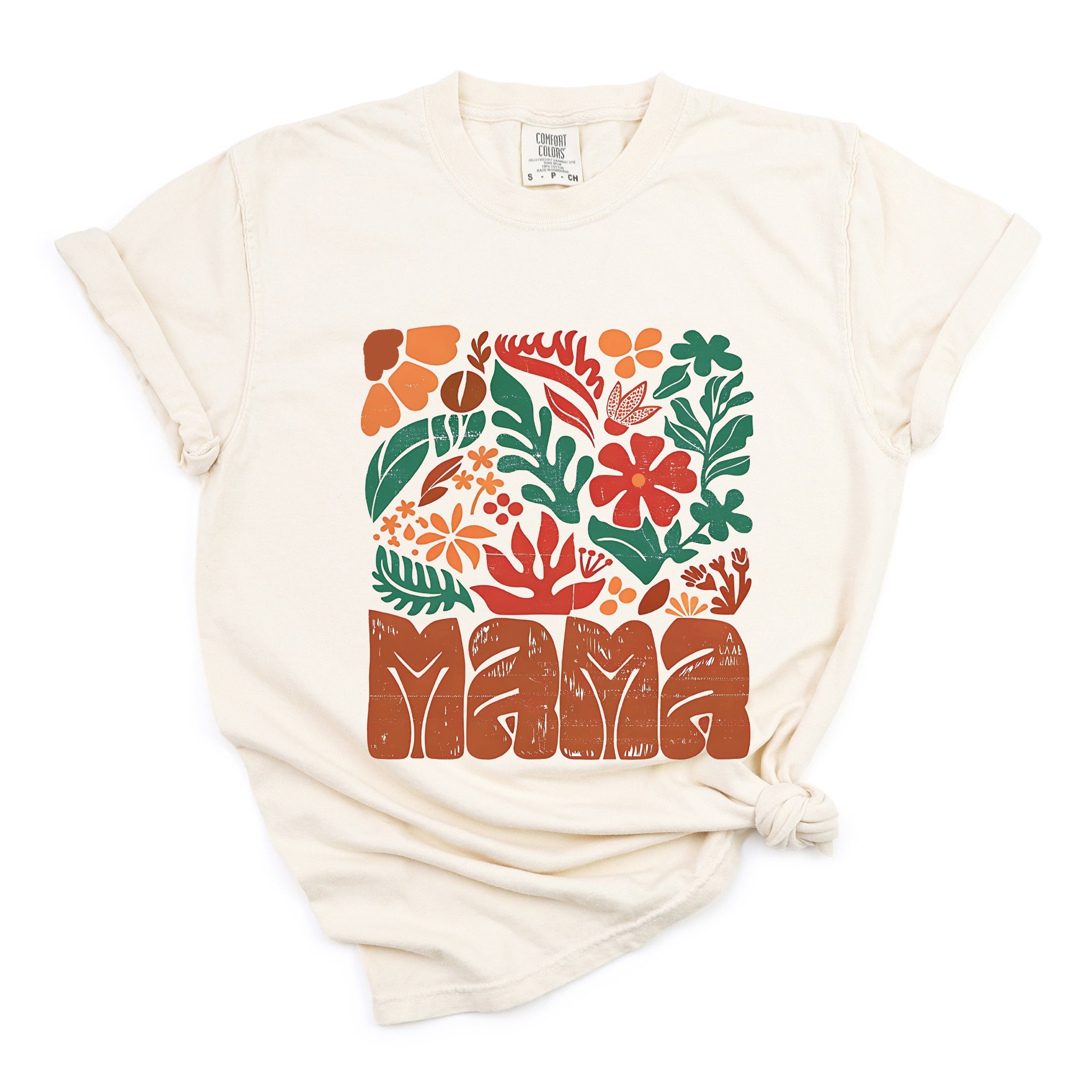 Mama Fall Floral - Women's Garment Dyed Graphic T-Shirt