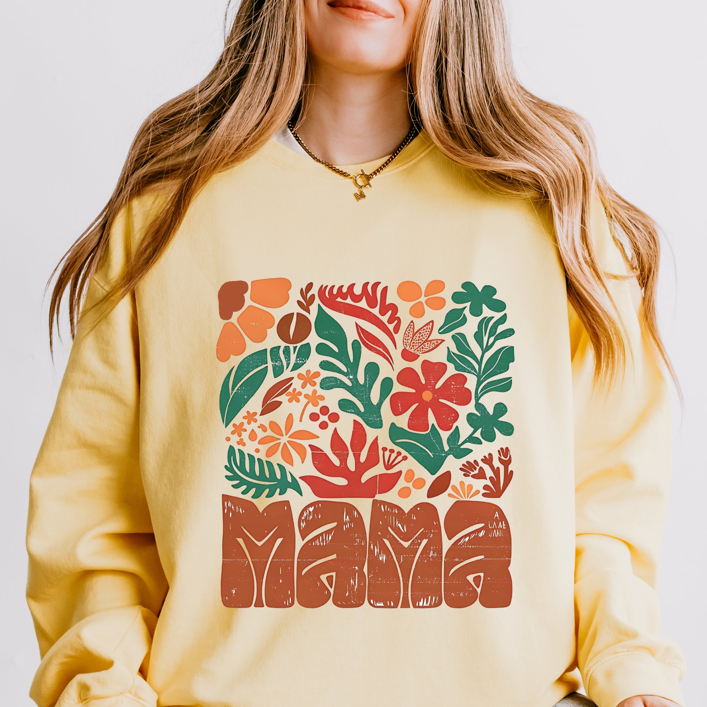 Mama Fall Floral - Women's Lightweight Garment Dyed Sweatshirt