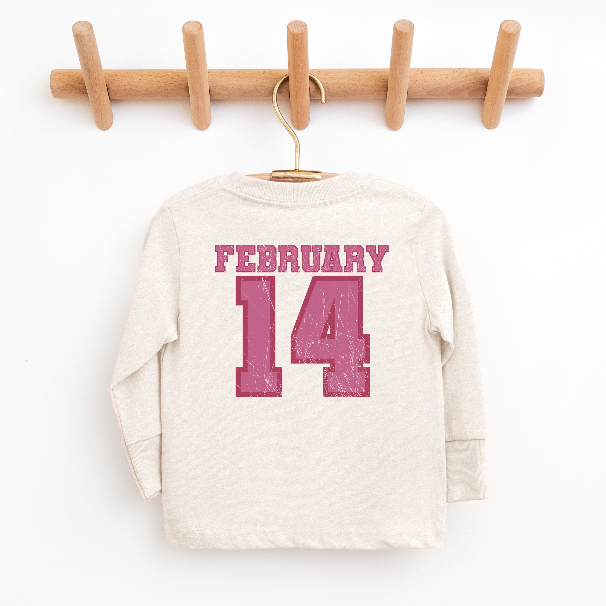 February Fourteenth Front And Back - Youth Long Sleeve Graphic T-Shirt