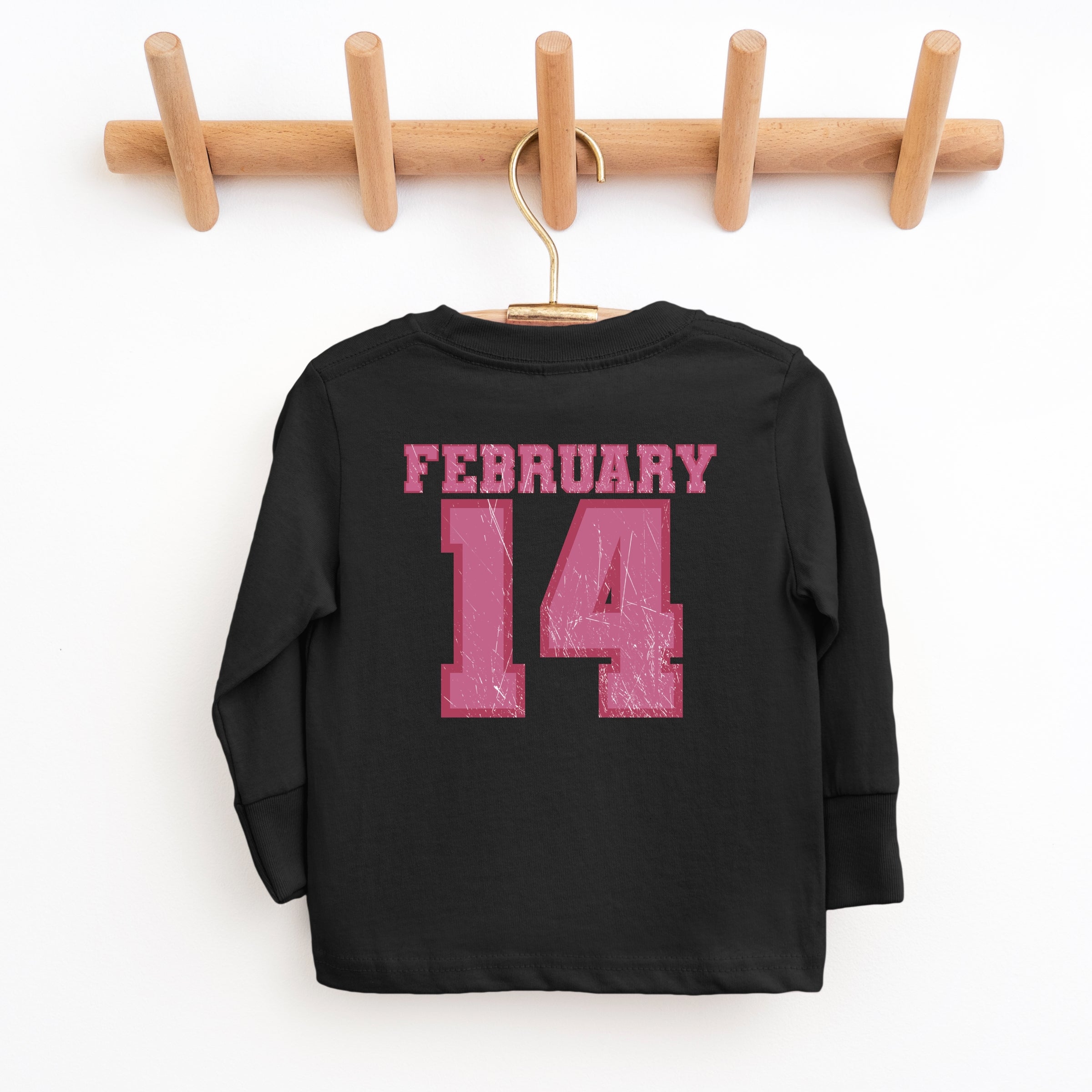 February Fourteenth Front And Back - Youth Long Sleeve Graphic T-Shirt