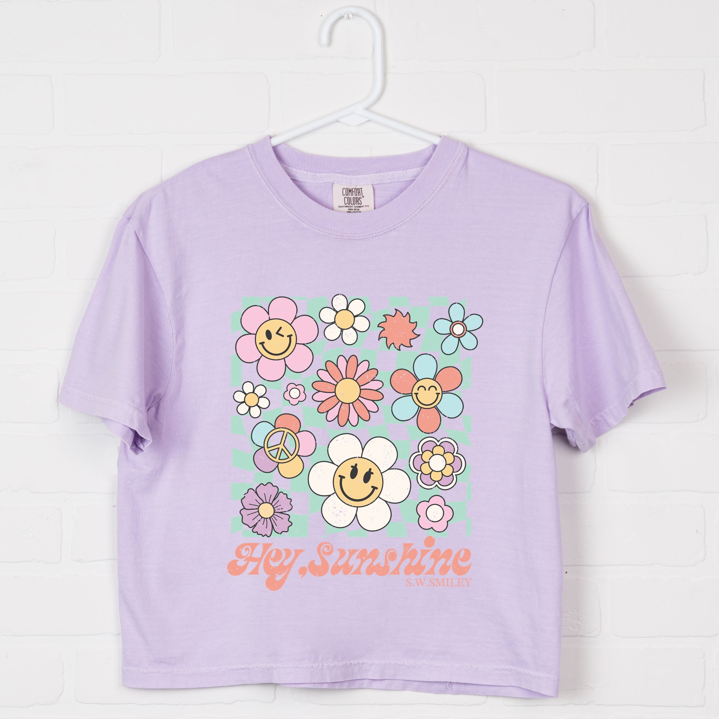S.W.Smiley Hey Sunshine Flowers - Womens Boxy Crop Top