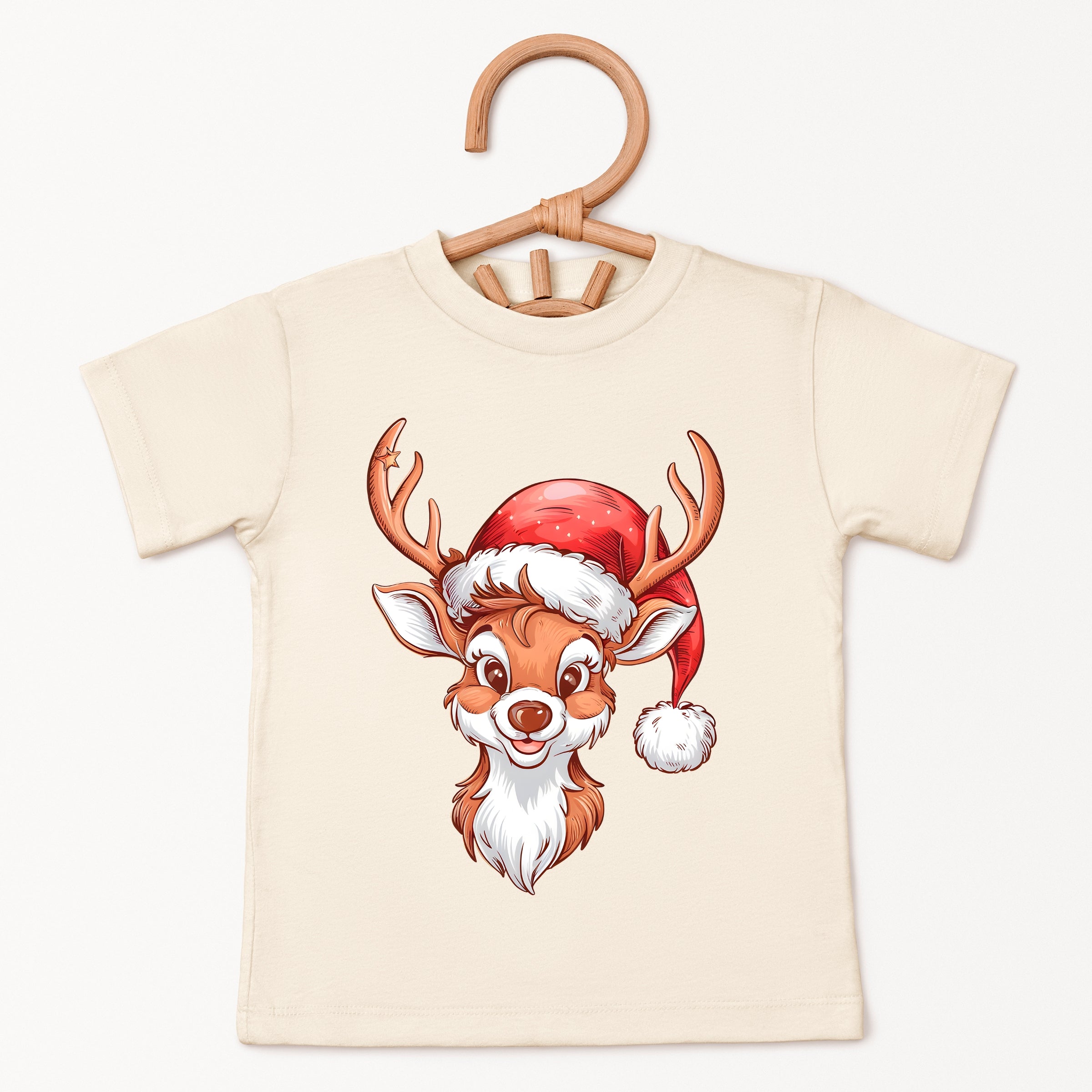Cute Reindeer Head - Toddler Short Sleeve Graphic T-Shirt