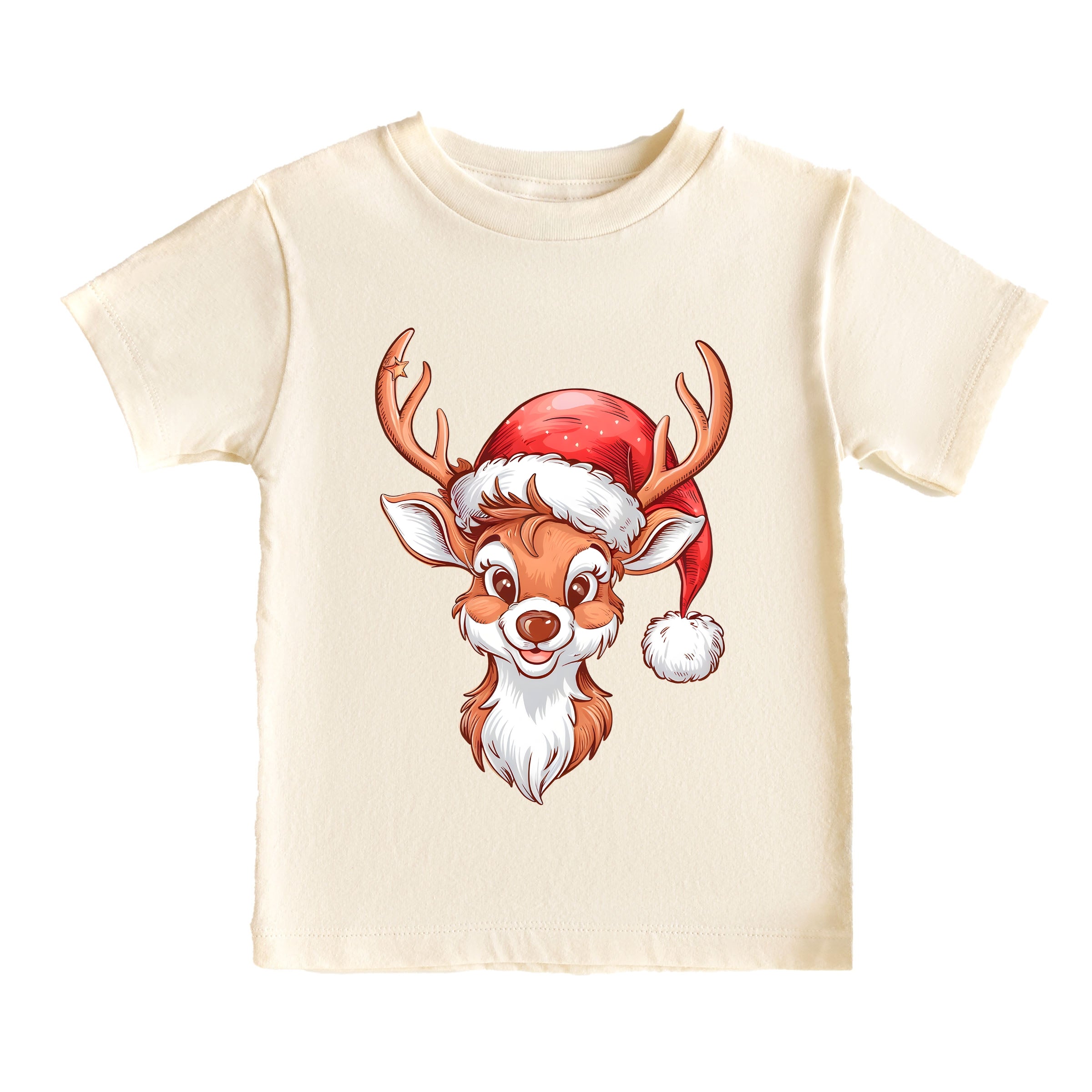 Cute Reindeer Head - Toddler Short Sleeve Graphic T-Shirt