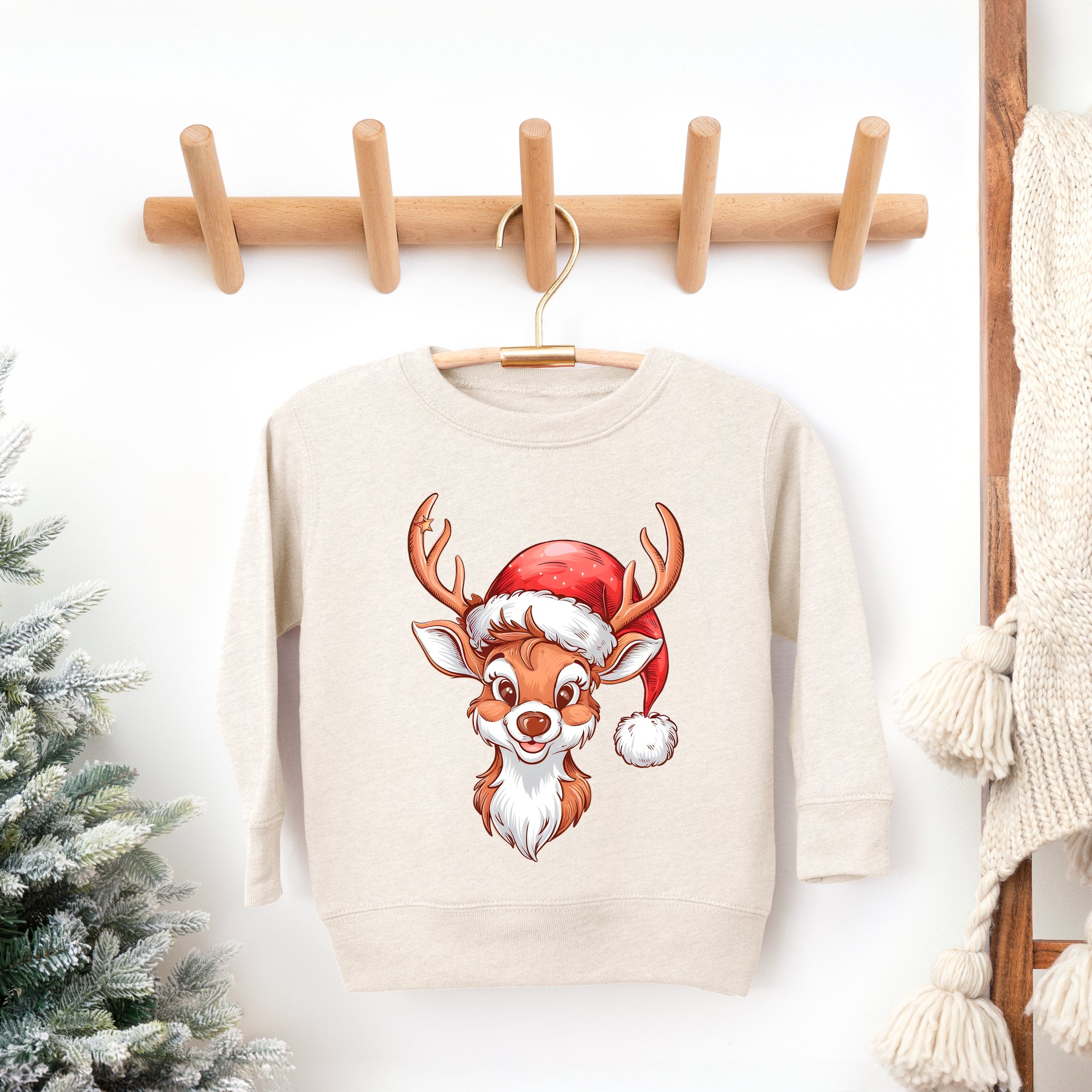 Cute Reindeer Head - Toddler Graphic Sweatshirt