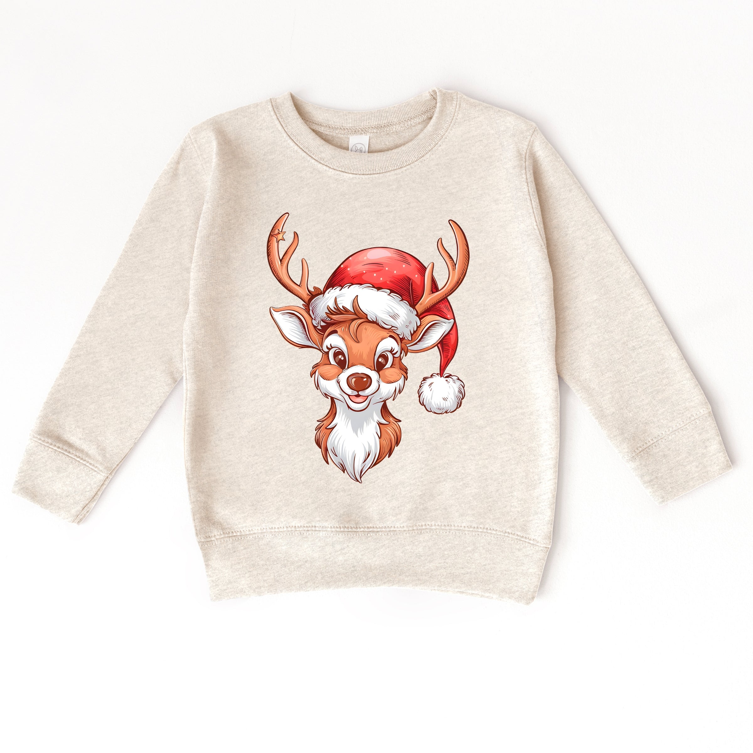 Cute Reindeer Head - Toddler Graphic Sweatshirt