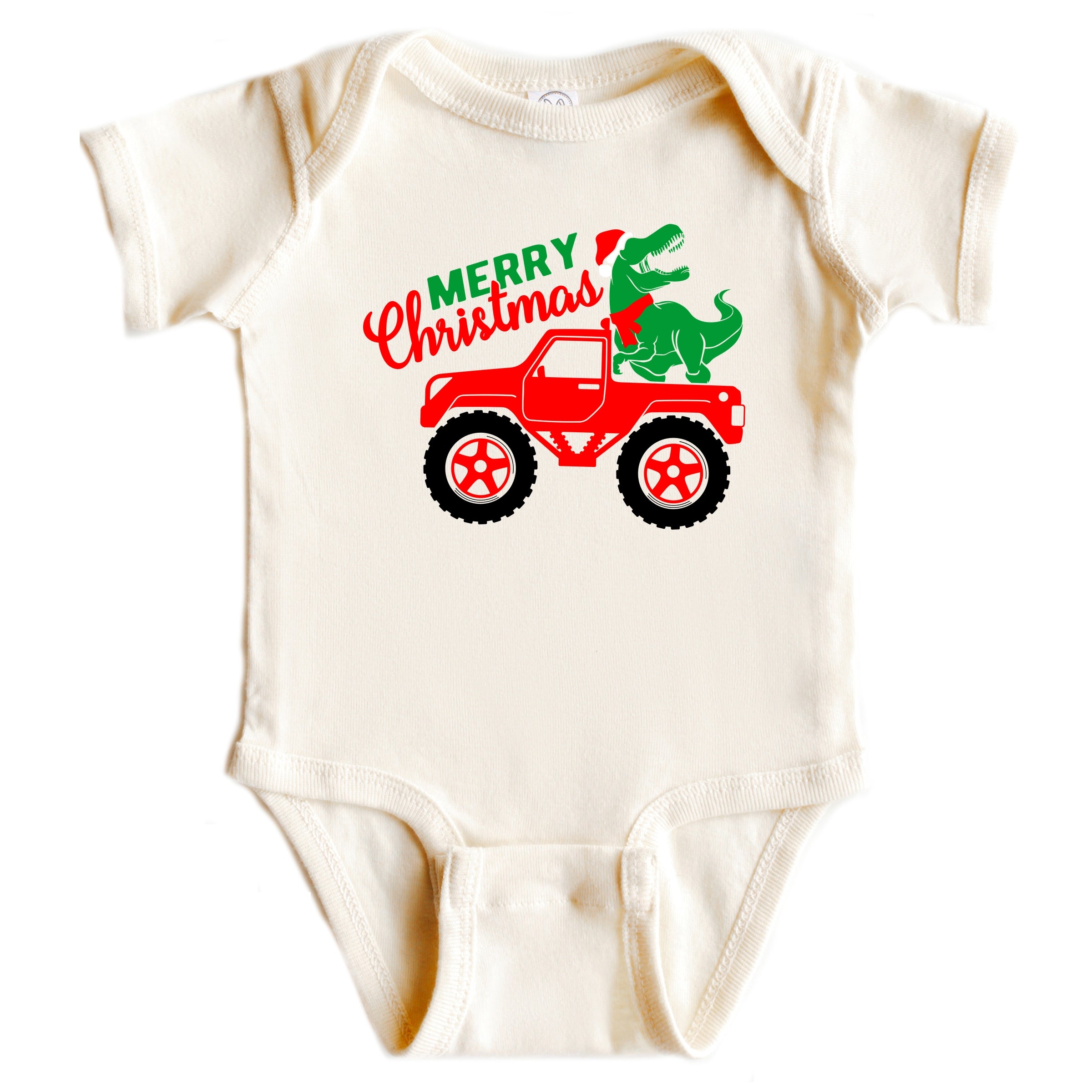 Christmas Dino Truck - Baby Short Sleeve Graphic Bodysuit