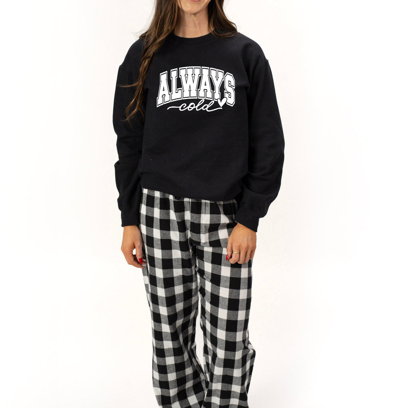 Always Cold Bold | Plaid Pajama Sweatshirt Set