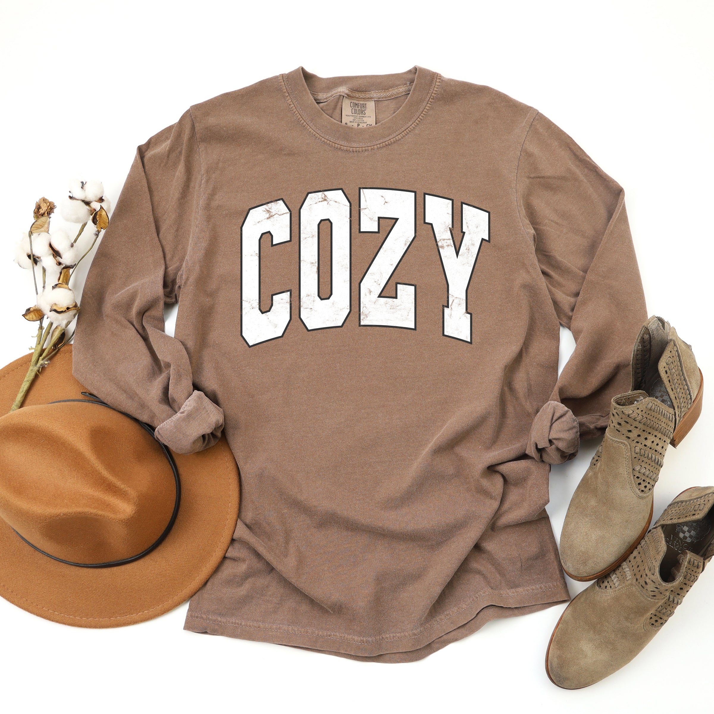 Cozy Worn Varsity - Womens Garment Dyed Long Sleeve