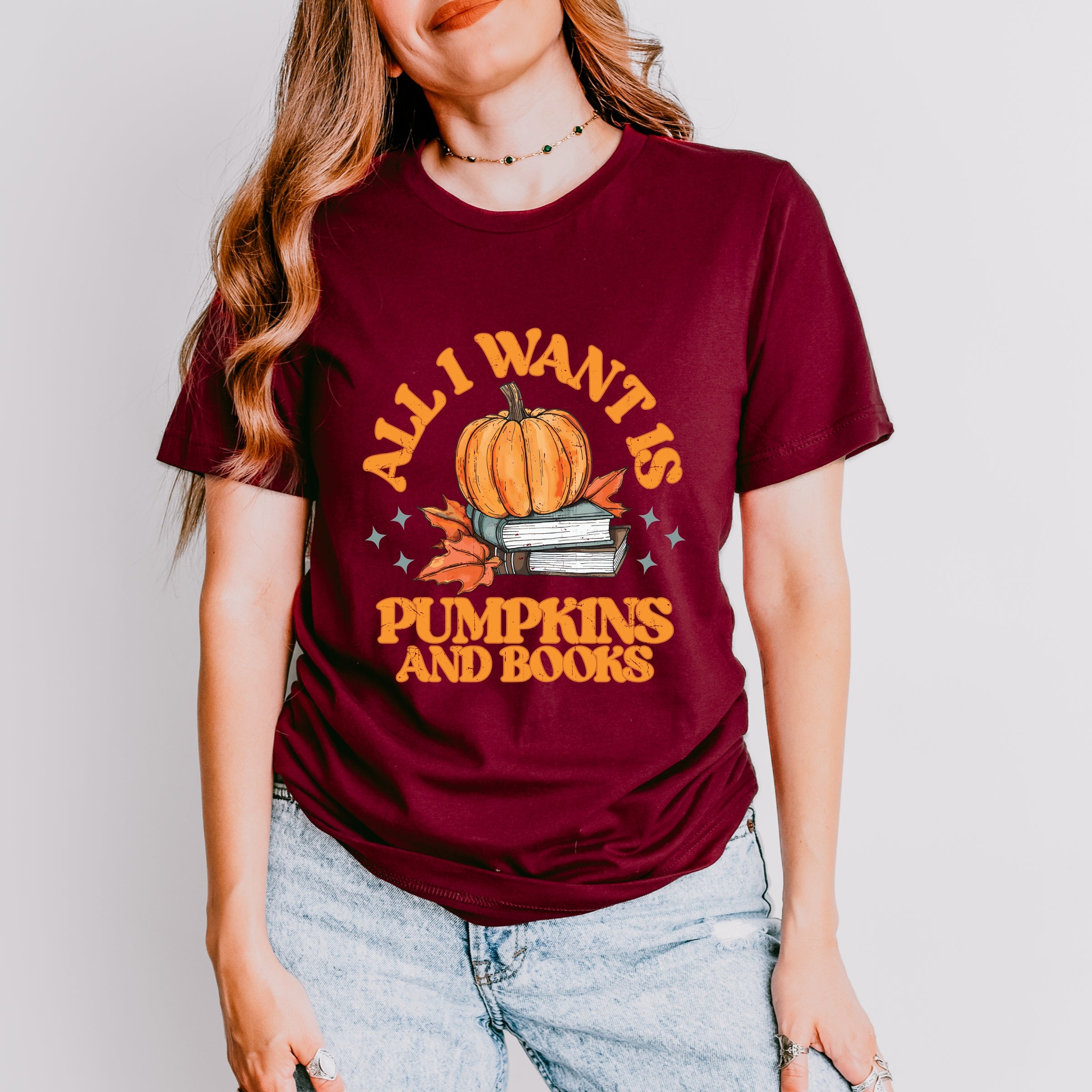All I Want Is Pumpkins And Books - Women's Short Sleeve Graphic T-Shirt