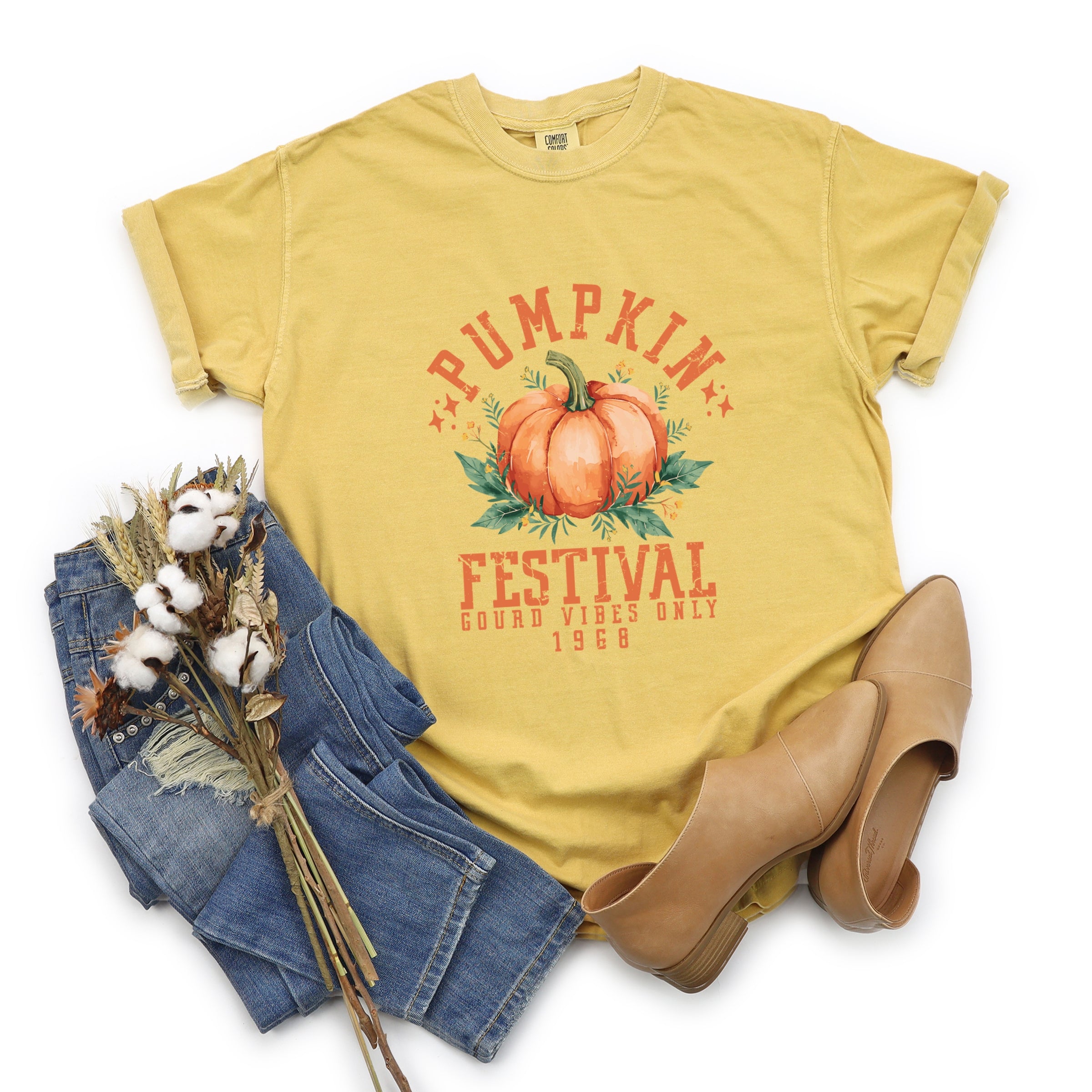 Pumpkin Festival Gourd Vibes - Women's Garment Dyed Graphic T-Shirt