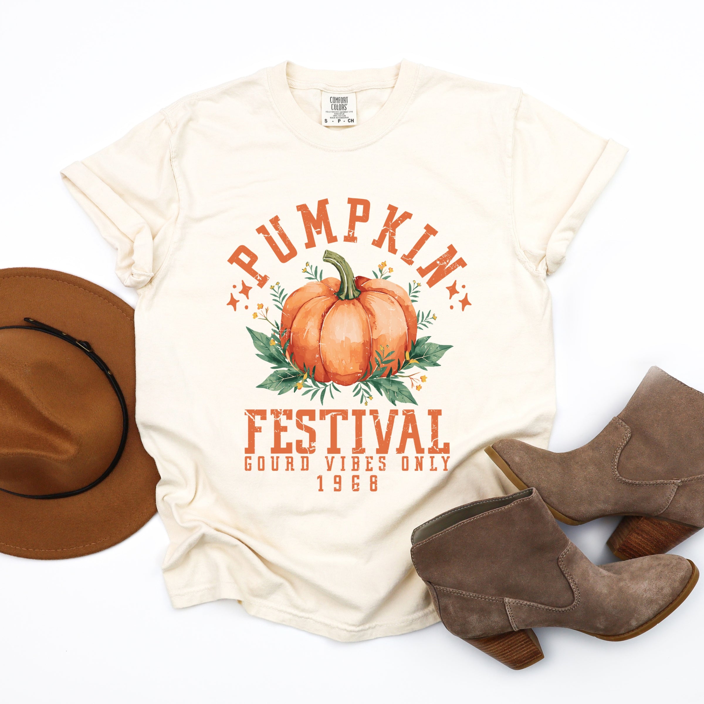 Pumpkin Festival Gourd Vibes - Women's Garment Dyed Graphic T-Shirt