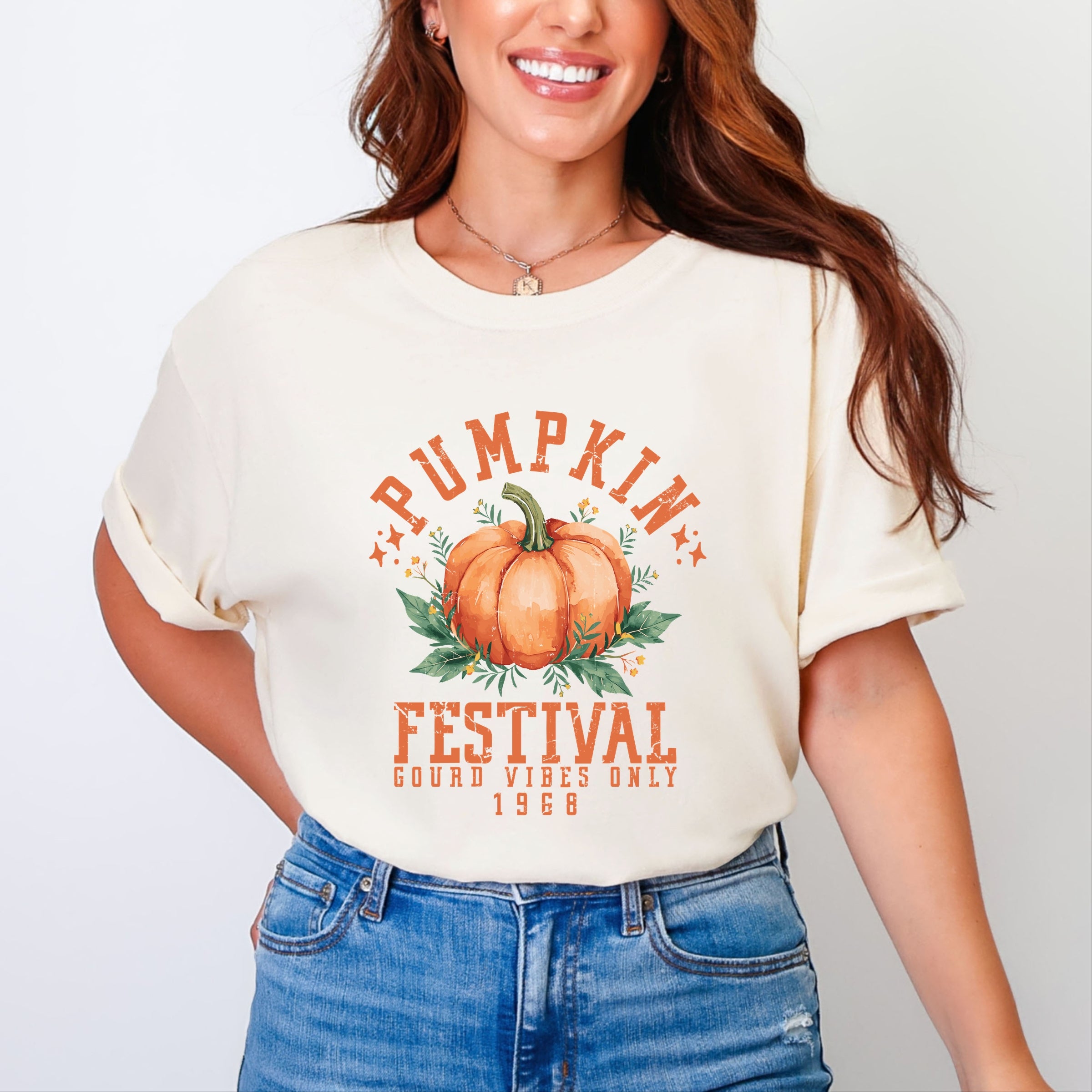 Pumpkin Festival Gourd Vibes - Women's Garment Dyed Graphic T-Shirt