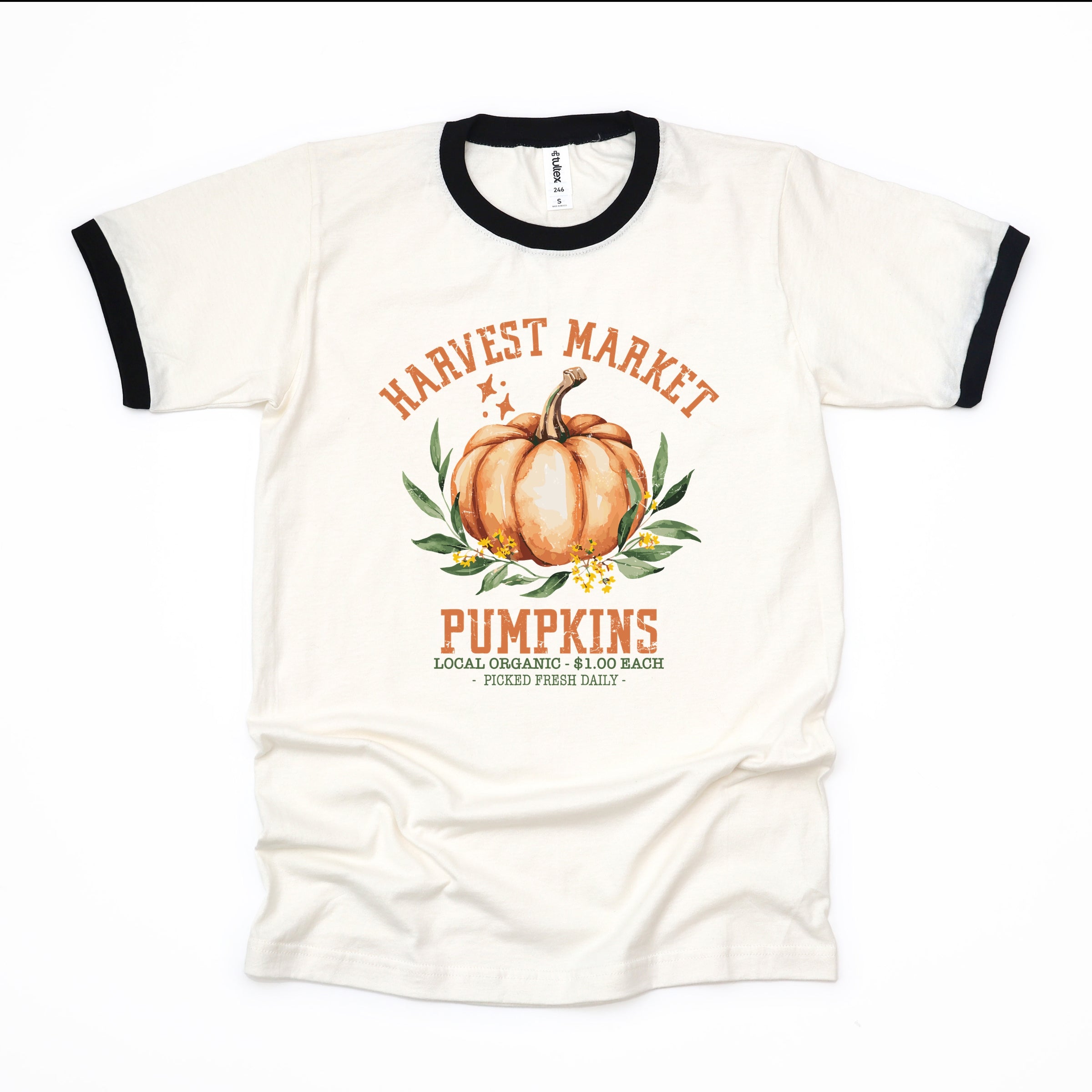 Harvest Market Pumpkins Local Organic - Women's Ringer Graphic T-Shirt