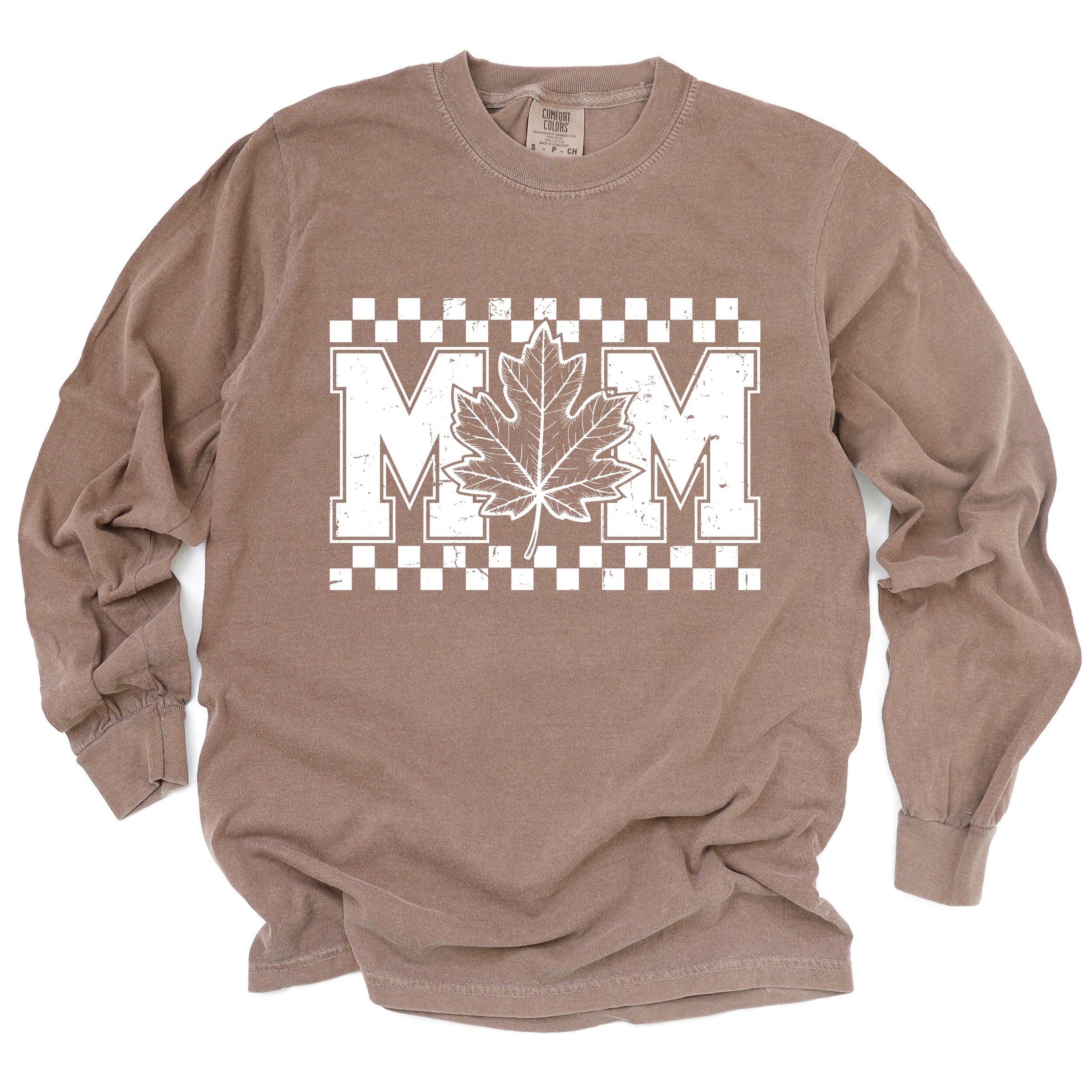 Mom Fall Leaf - Women's Garment Dyed Long Sleeve Graphic T-Shirt