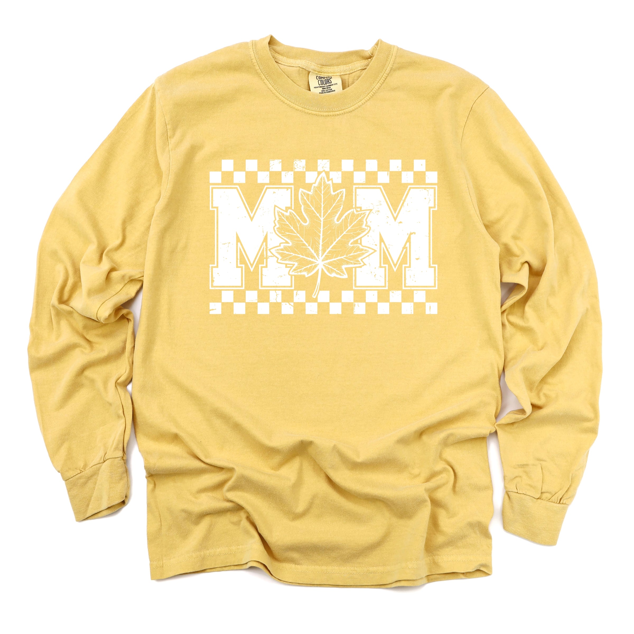 Mom Fall Leaf - Women's Garment Dyed Long Sleeve Graphic T-Shirt