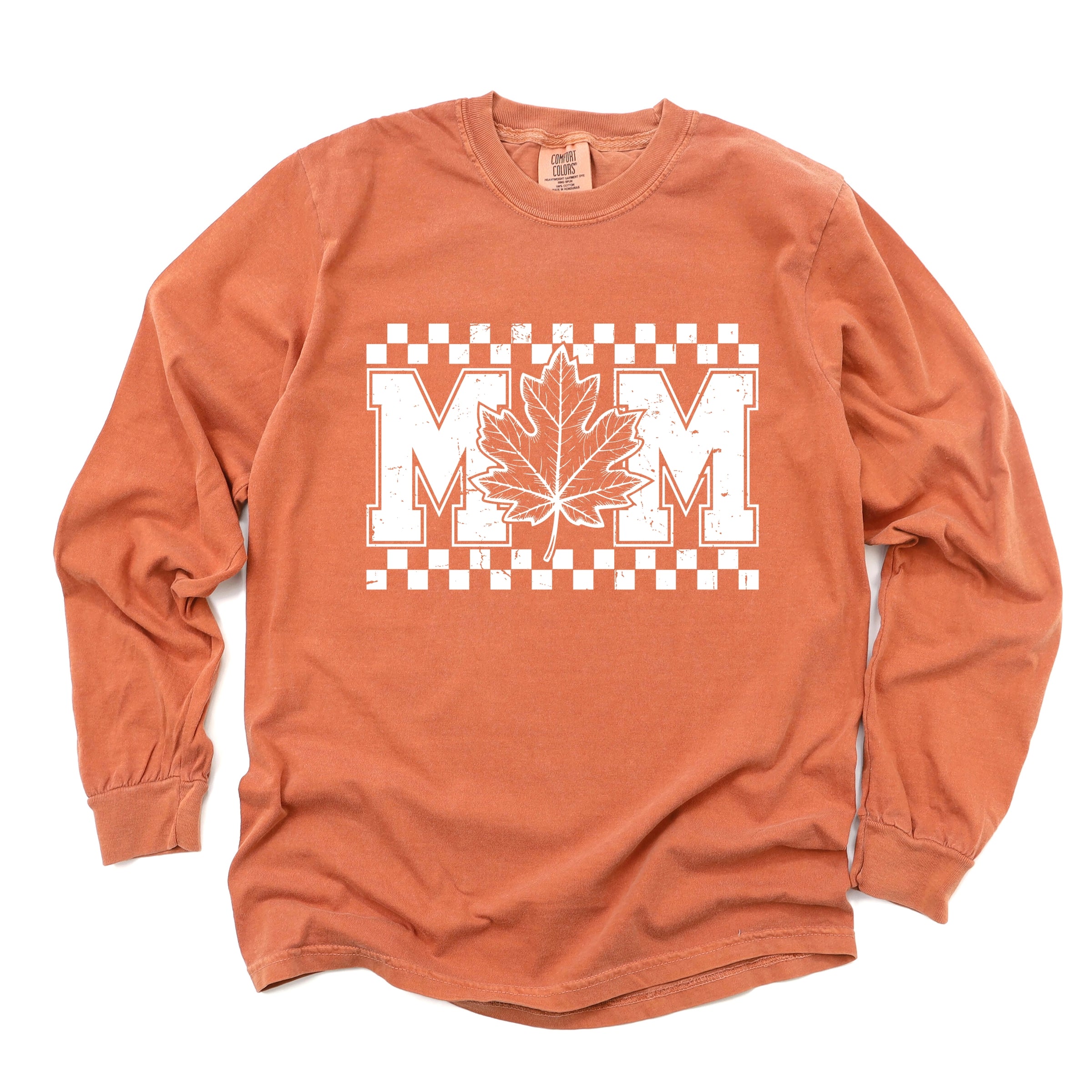 Mom Fall Leaf - Women's Garment Dyed Long Sleeve Graphic T-Shirt