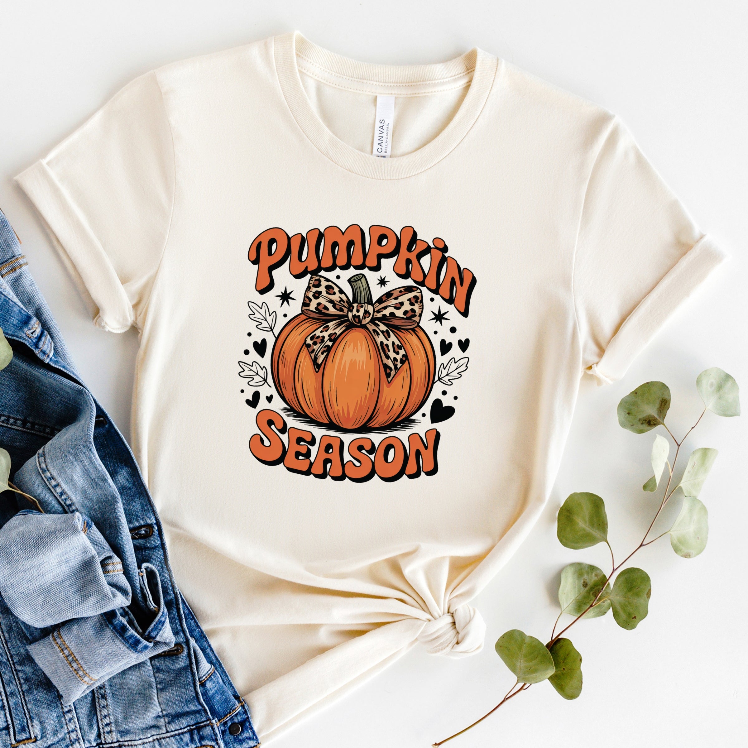 Coquette Pumpkin Season Leopard - Womens Short Sleeve Graphic T-Shirt