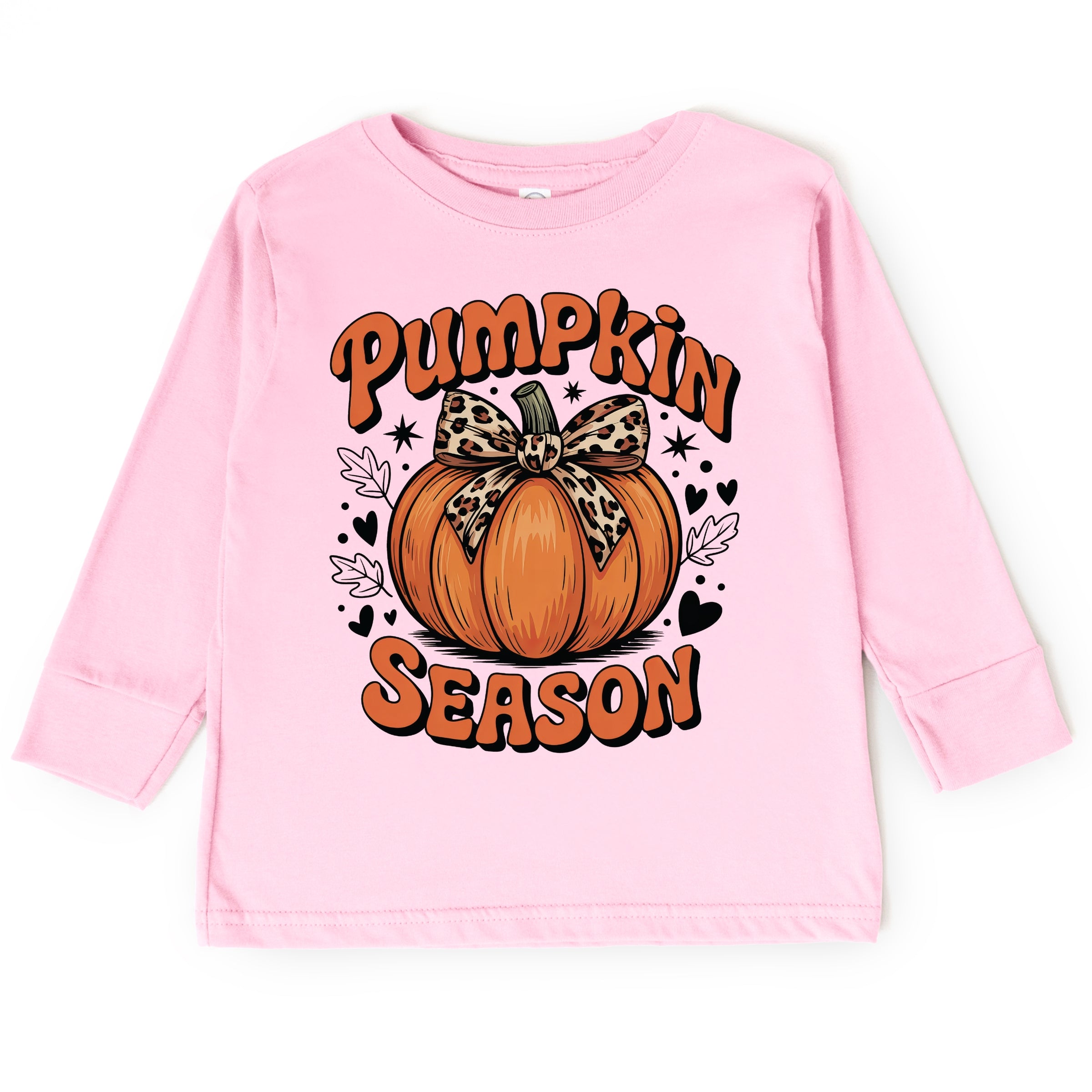 Coquette Pumpkin Season Leopard - Toddler Long Sleeve Graphic Tee