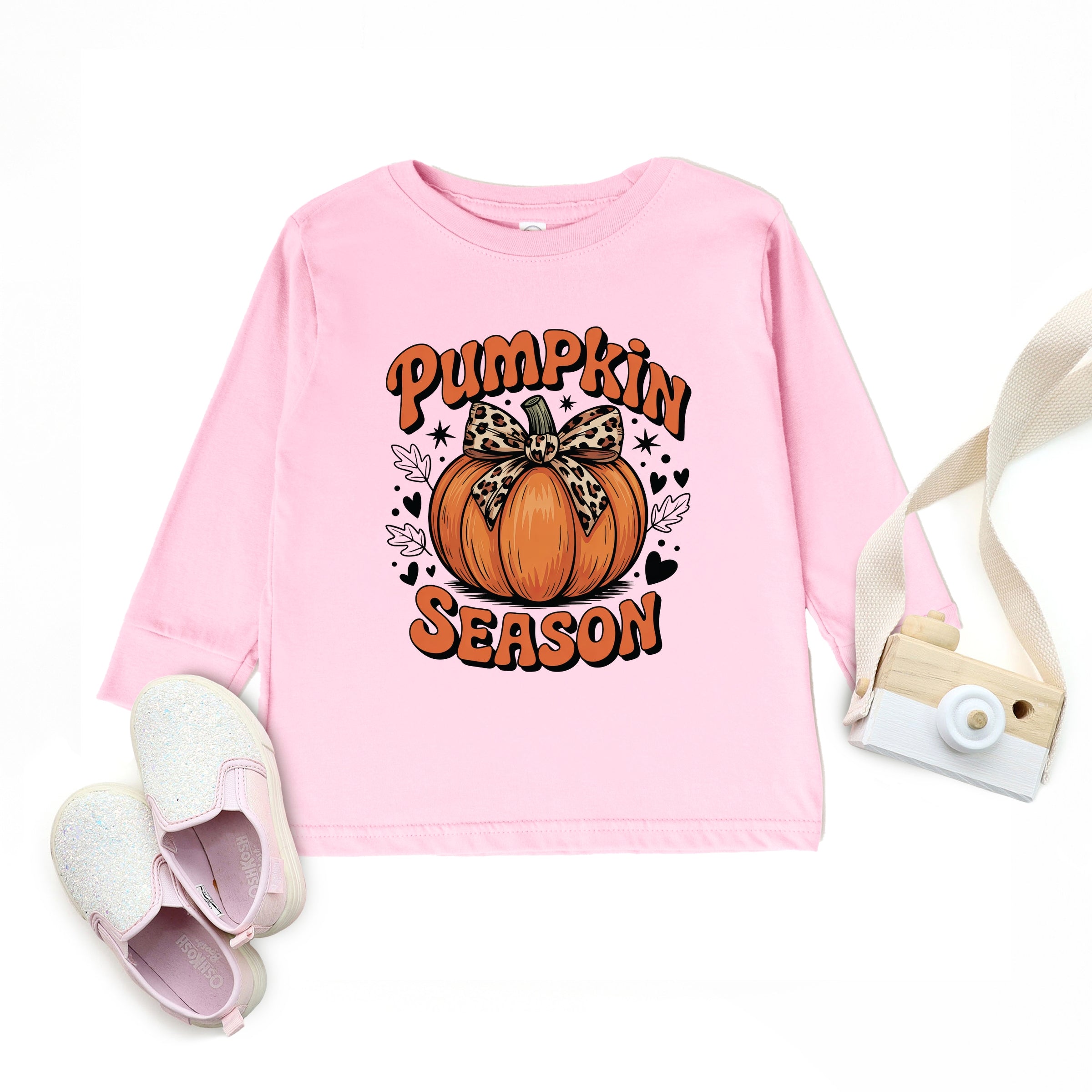 Coquette Pumpkin Season Leopard - Toddler Long Sleeve Graphic Tee