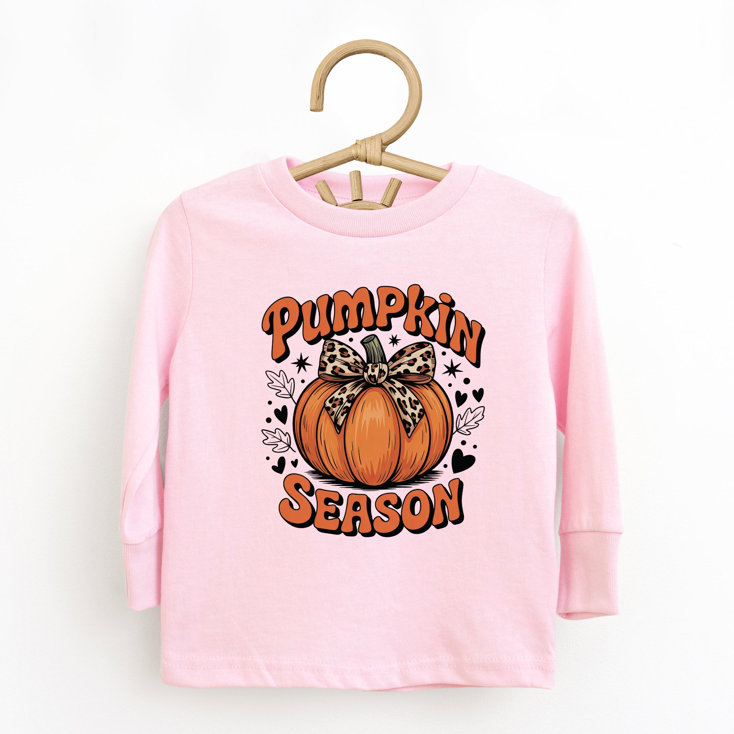 Coquette Pumpkin Season Leopard - Toddler Long Sleeve Graphic Tee