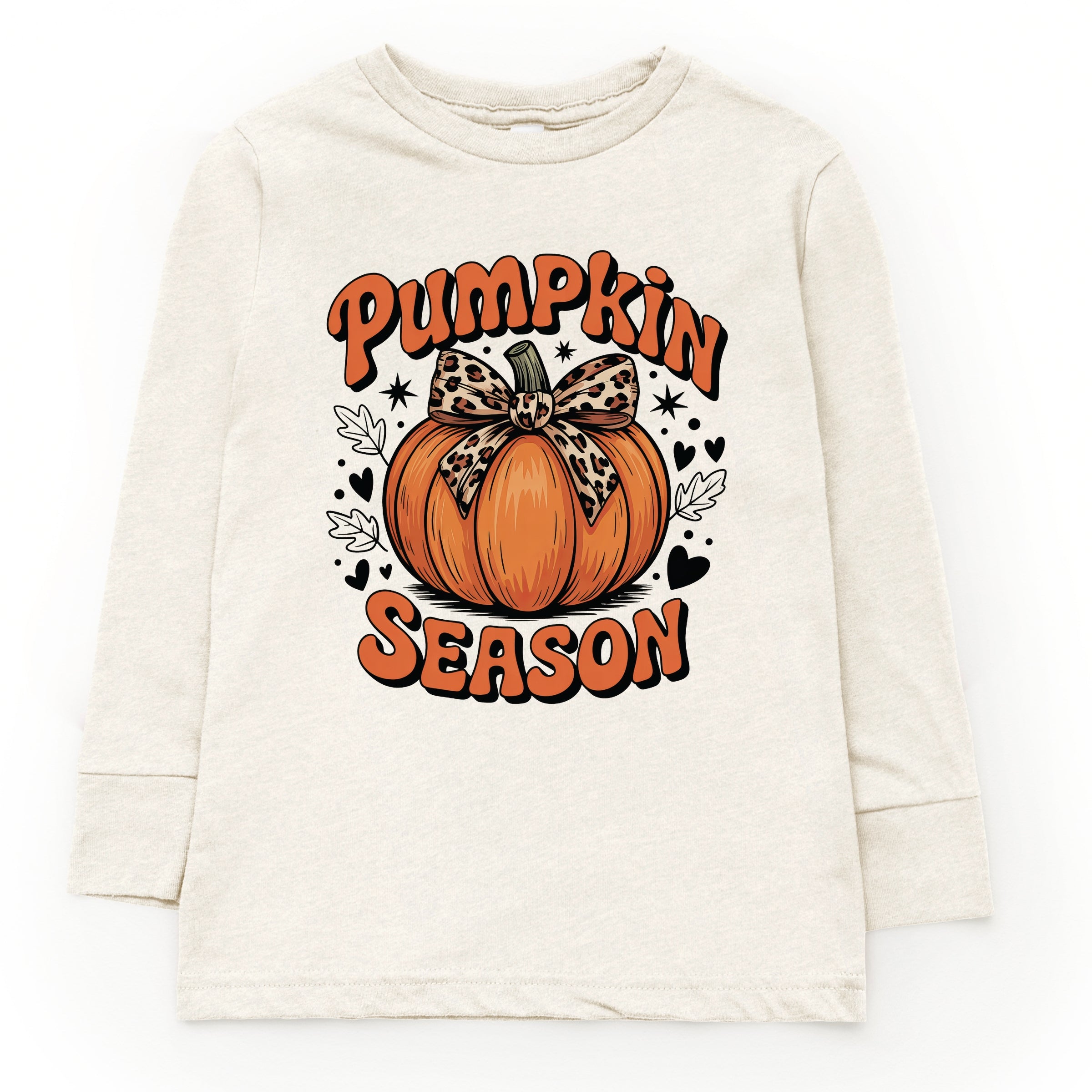 Coquette Pumpkin Season Leopard - Youth Long Sleeve Graphic T-Shirt