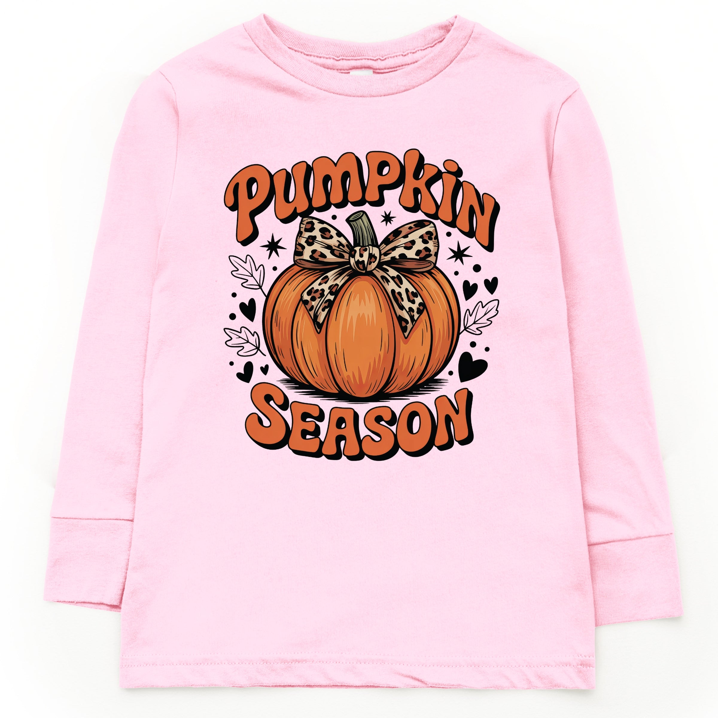 Coquette Pumpkin Season Leopard - Youth Long Sleeve Graphic T-Shirt