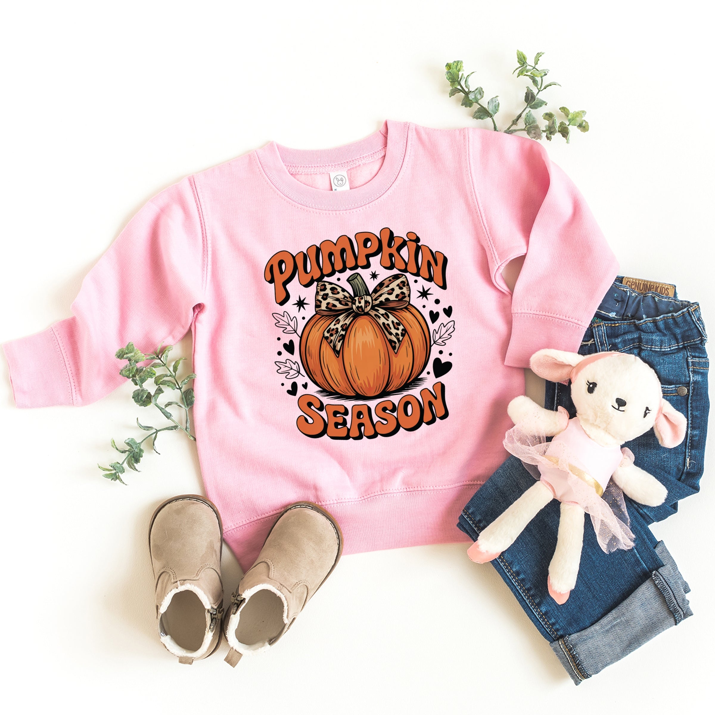 Coquette Pumpkin Season Leopard - Toddler Graphic Sweatshirt