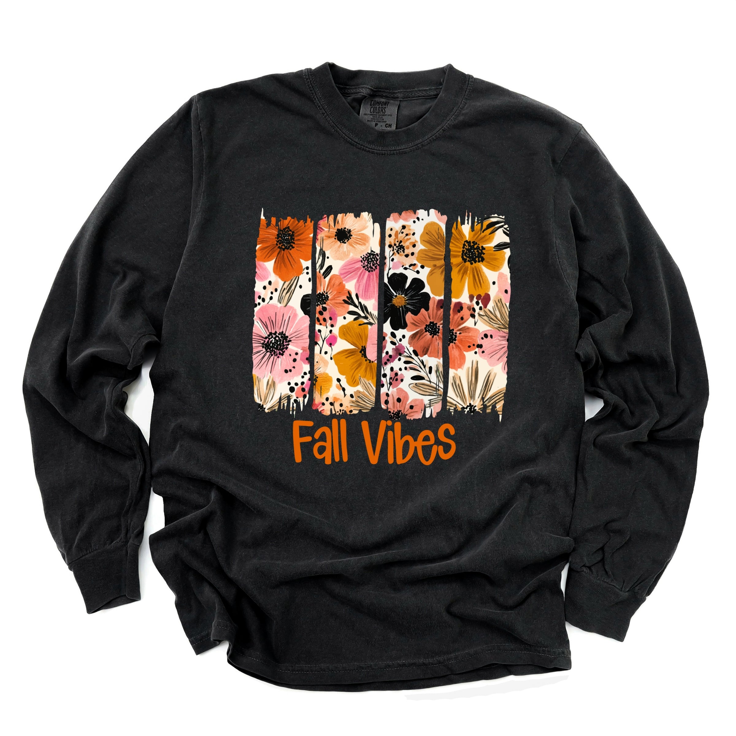 Fall Vibes Floral - Women's Garment Dyed Long Sleeve Graphic T-Shirt