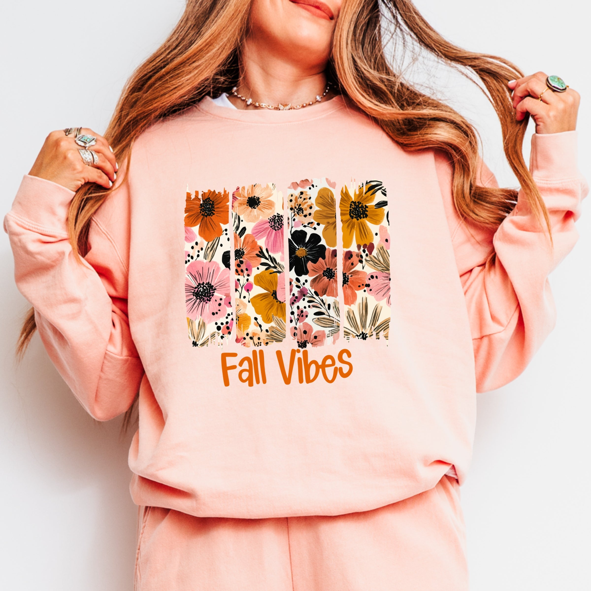 Fall Vibes Floral - Women's Lightweight Garment Dyed Sweatshirt