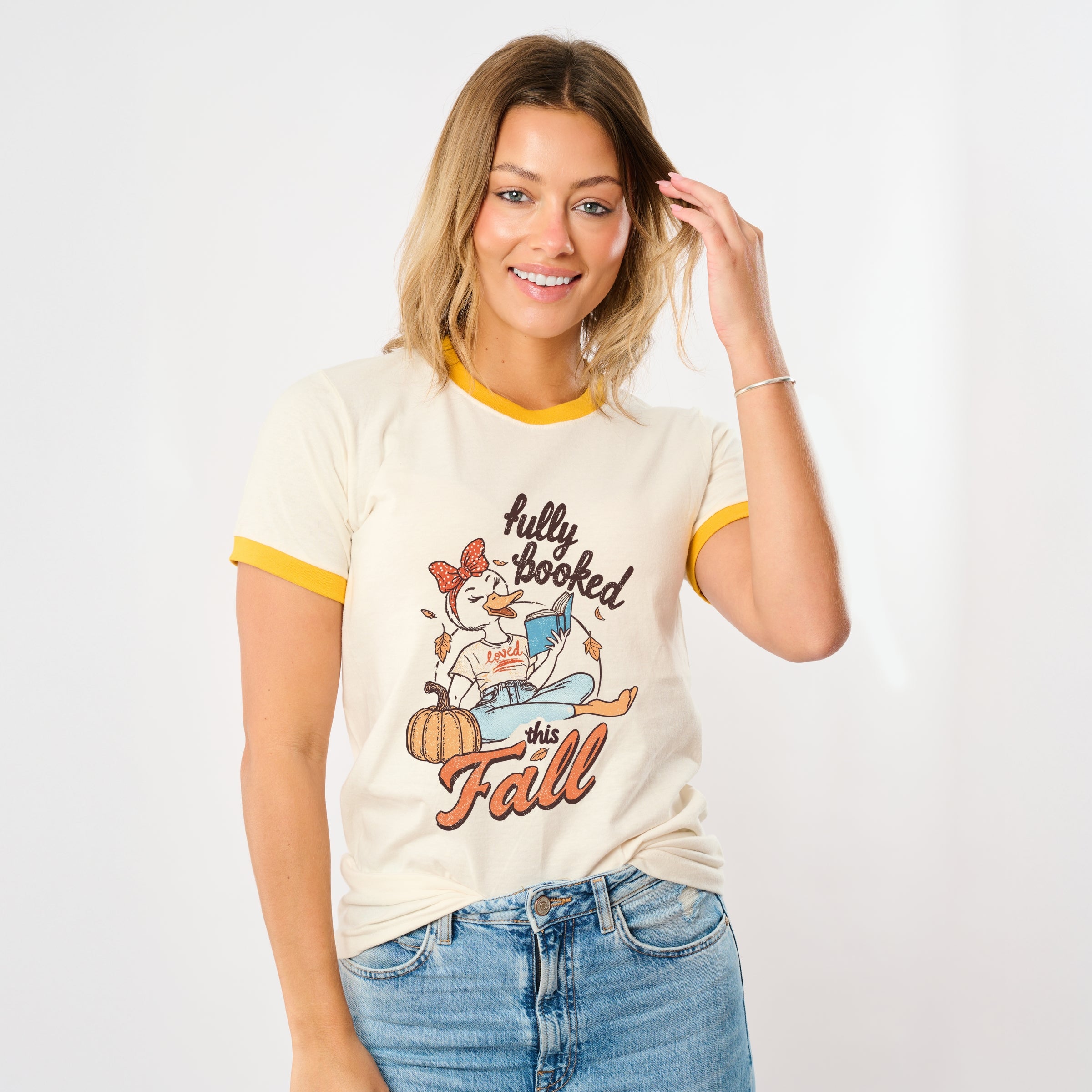 Fully Booked This Fall - Women's Ringer Graphic T-Shirt