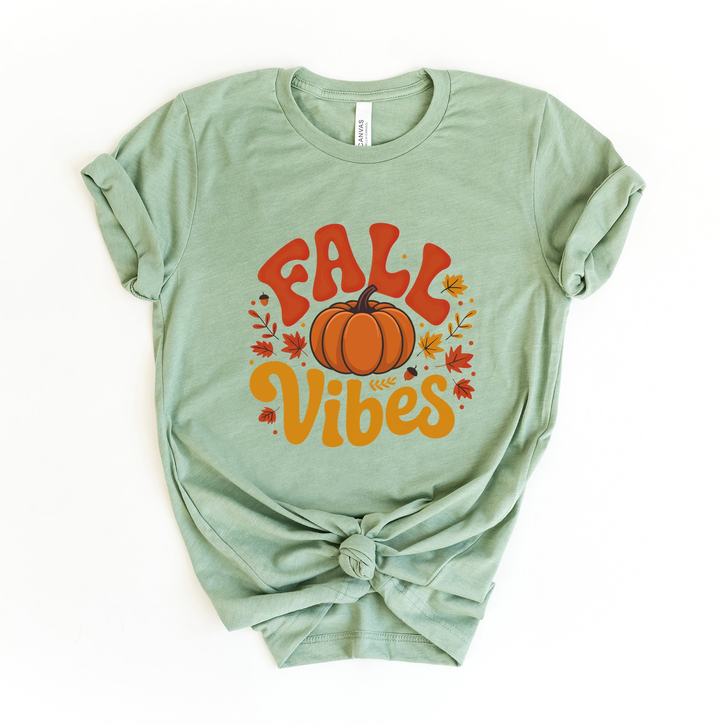 Fall Vibes Pumpkin And Leaves - Women's Short Sleeve Graphic T-Shirt