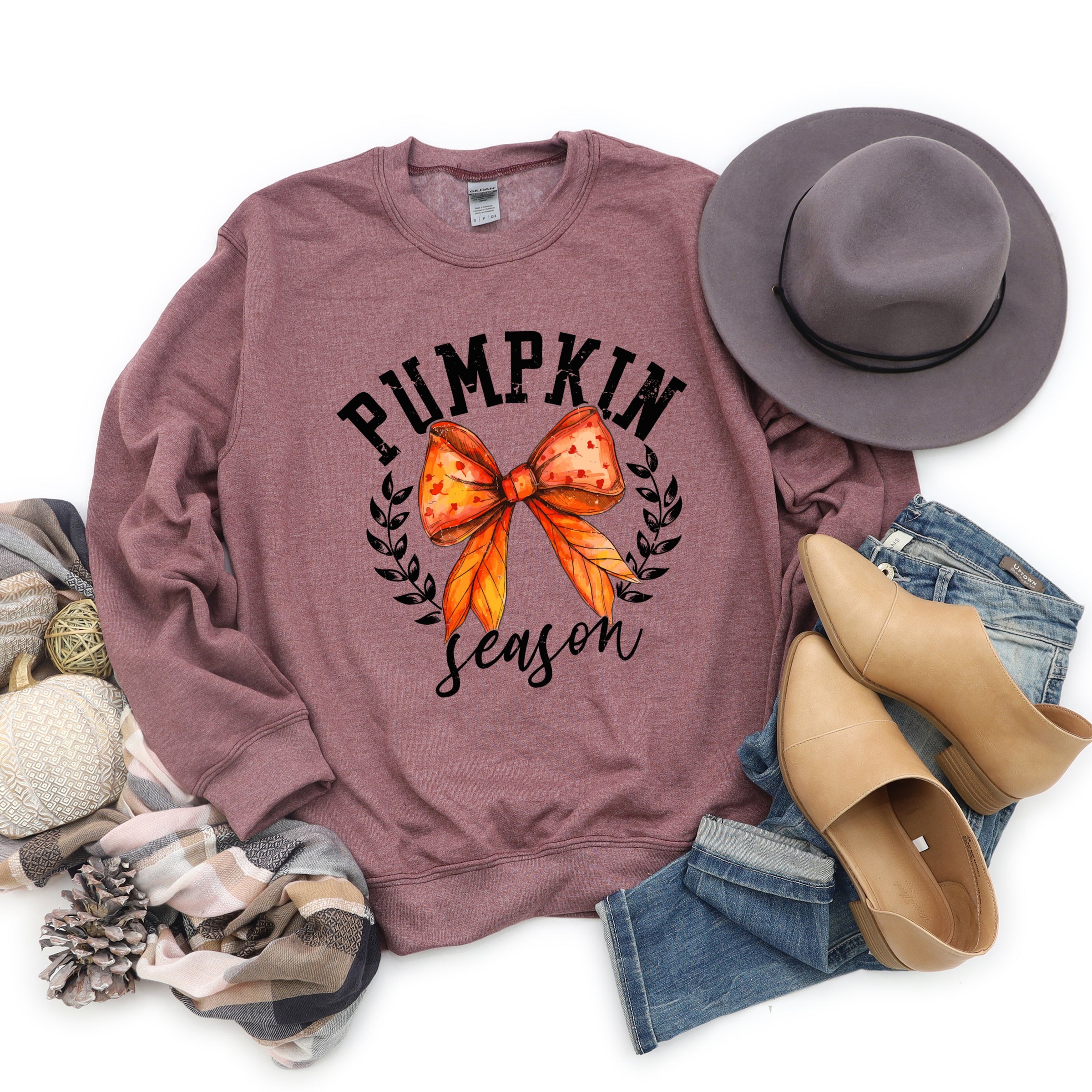 Coquette Orange Bow Pumpkin Season - Women's Graphic Sweatshirt