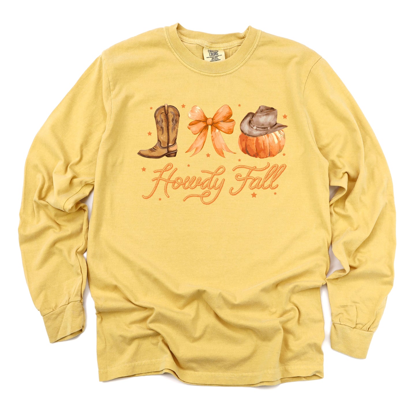 Coquette Howdy Fall - Women's Garment Dyed Long Sleeve Graphic T-Shirt