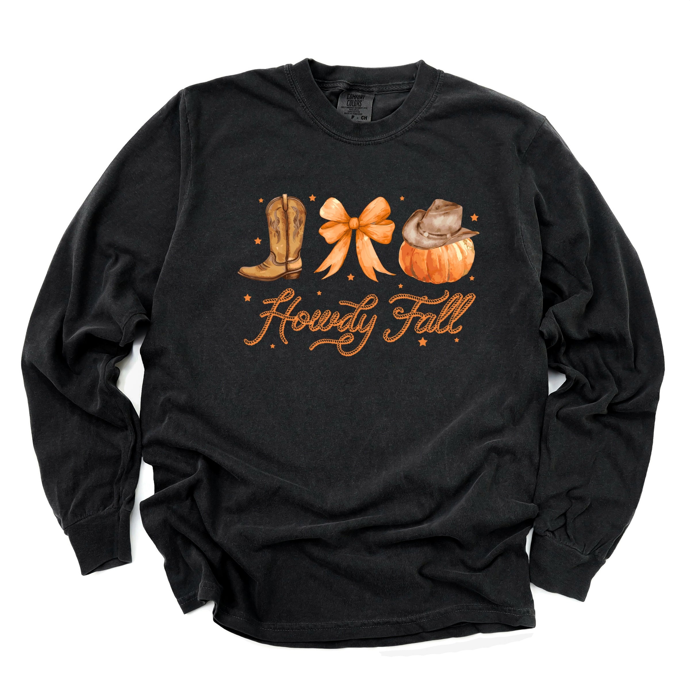 Coquette Howdy Fall - Women's Garment Dyed Long Sleeve Graphic T-Shirt