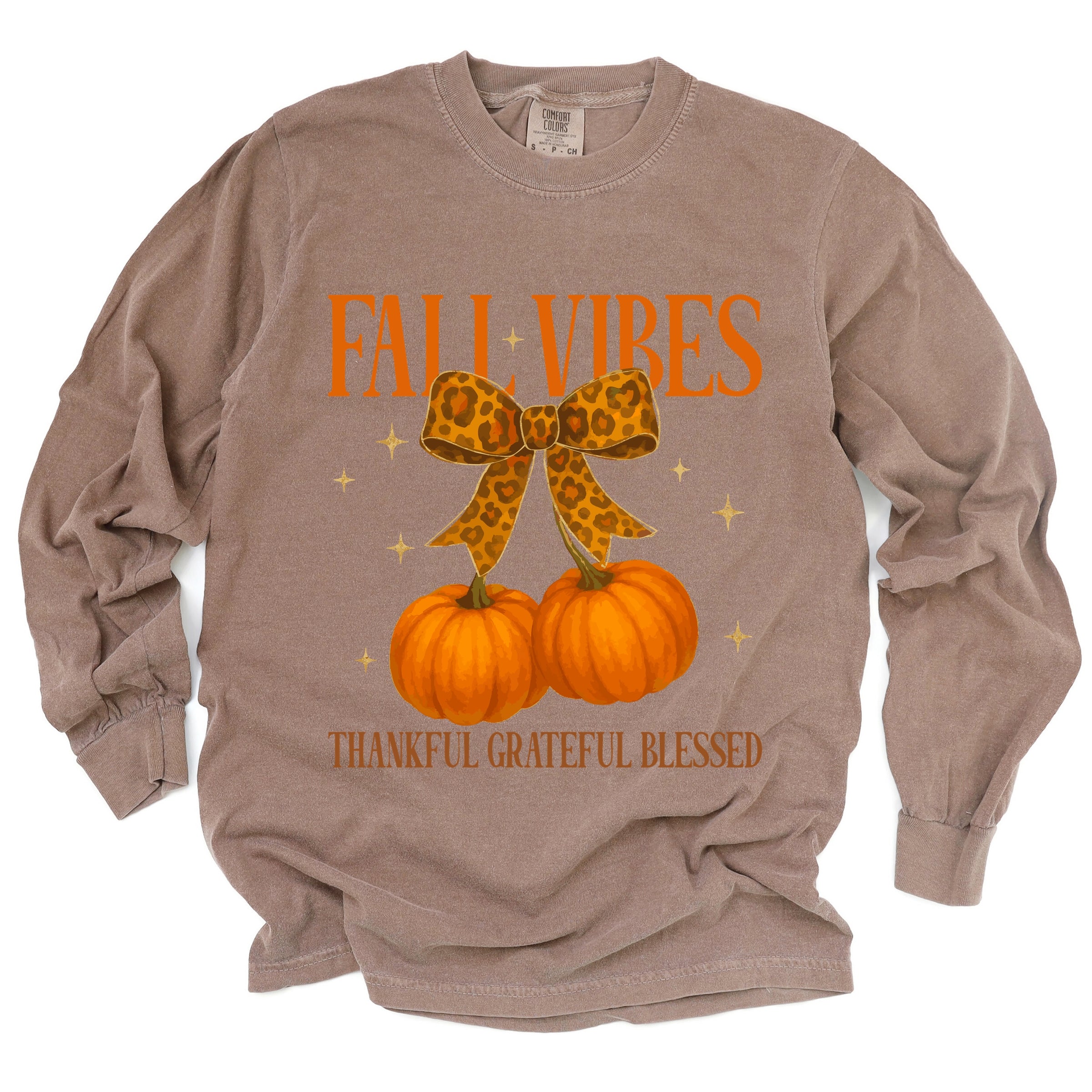 Coquette Thankful Grateful Blessed - Women's Garment Dyed Long Sleeve Graphic T-Shirt