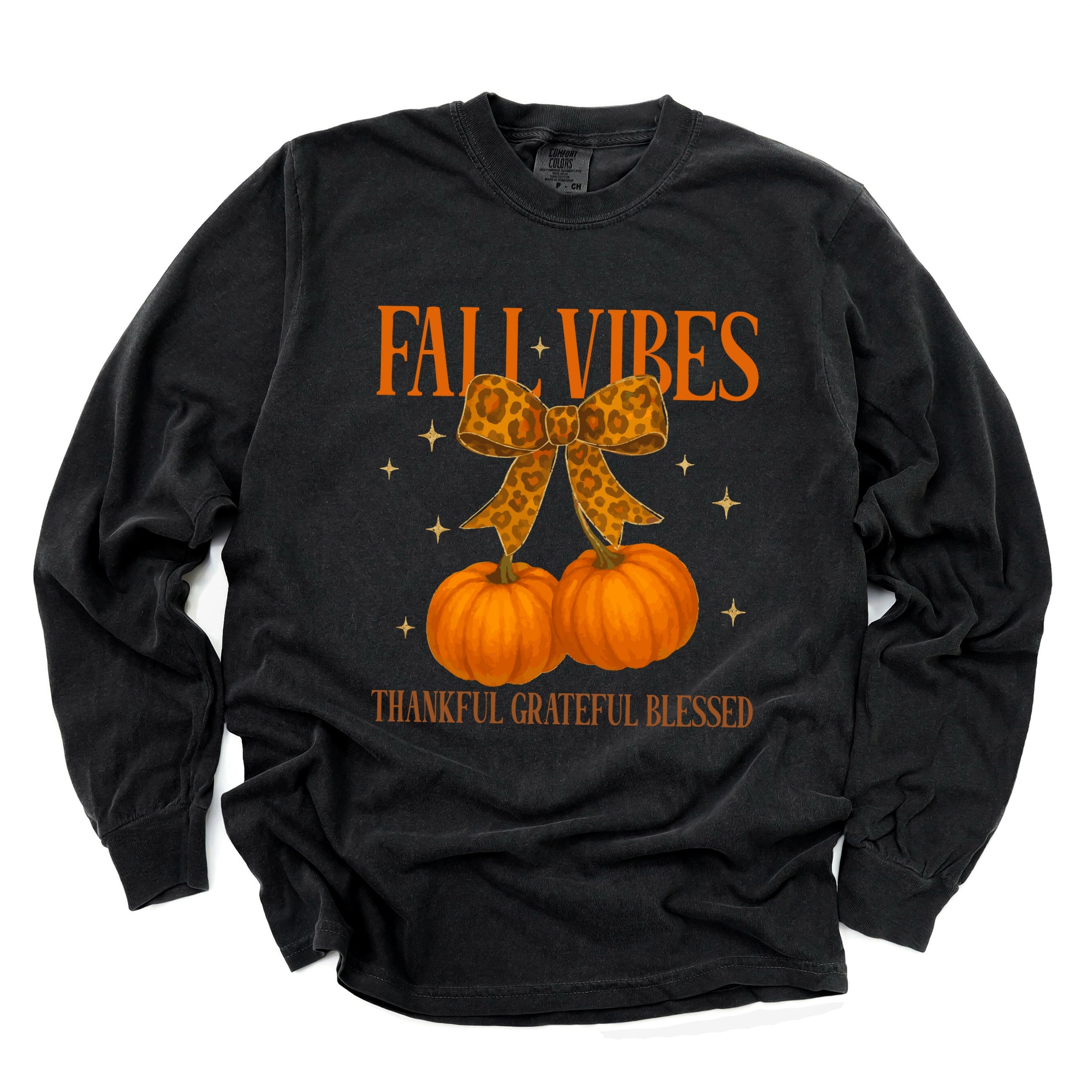 Coquette Thankful Grateful Blessed - Women's Garment Dyed Long Sleeve Graphic T-Shirt