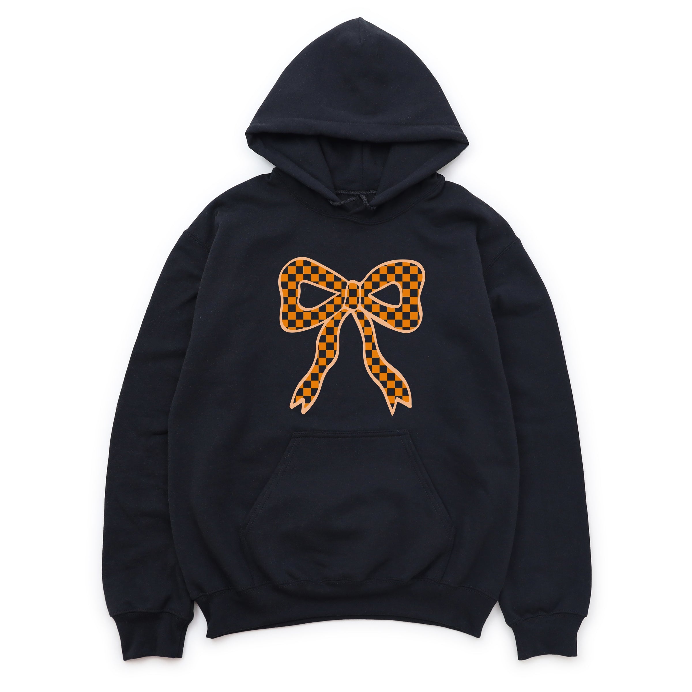 Coquette Orange Checker Bow - Women's Graphic Hoodie