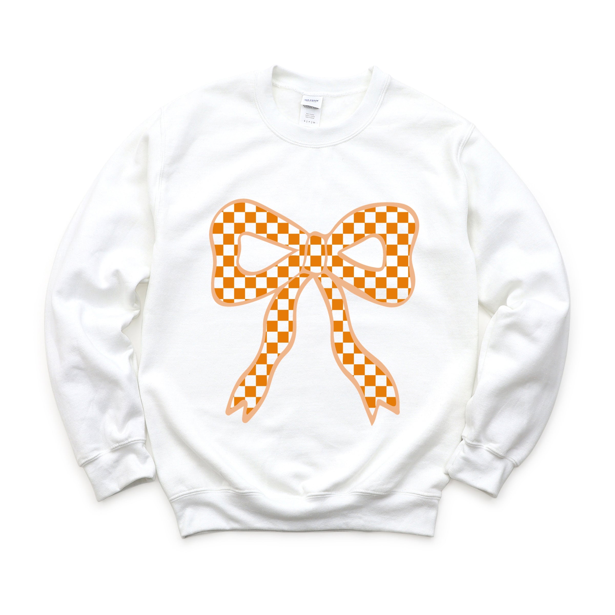 Coquette Orange Checker Bow - Women's Graphic Sweatshirt