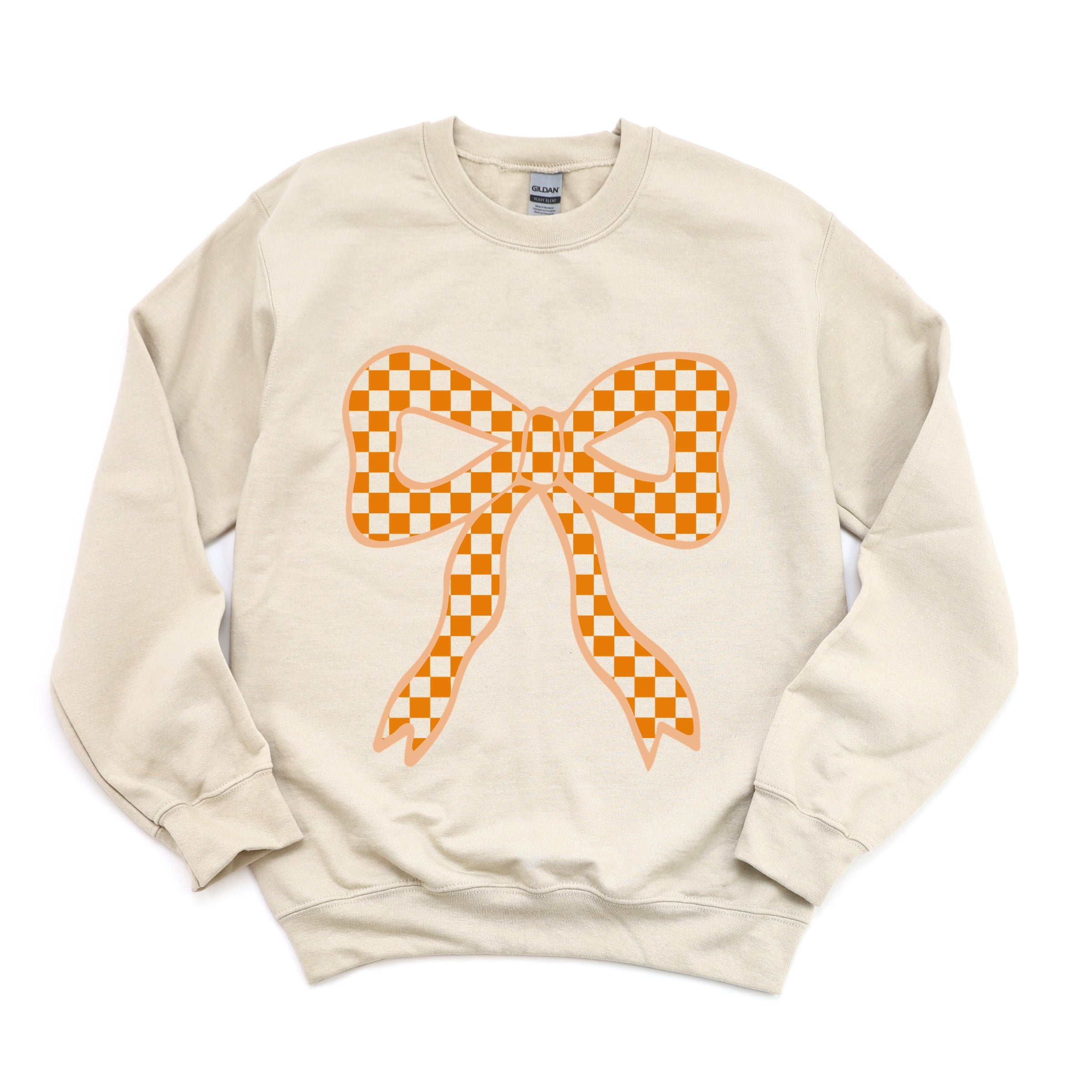 Coquette Orange Checker Bow - Women's Graphic Sweatshirt