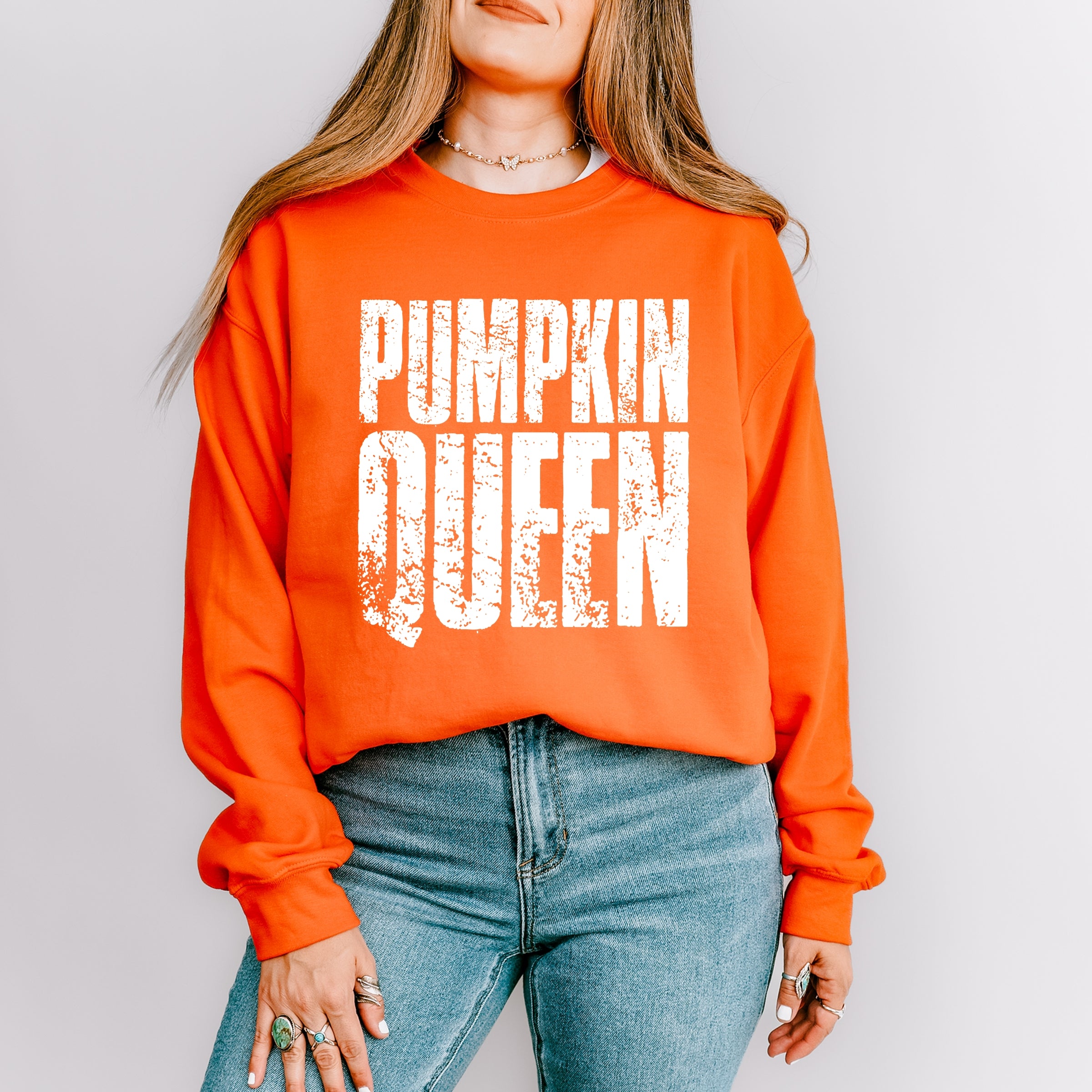 Pumpkin Queen Distressed - Women's Graphic Sweatshirt