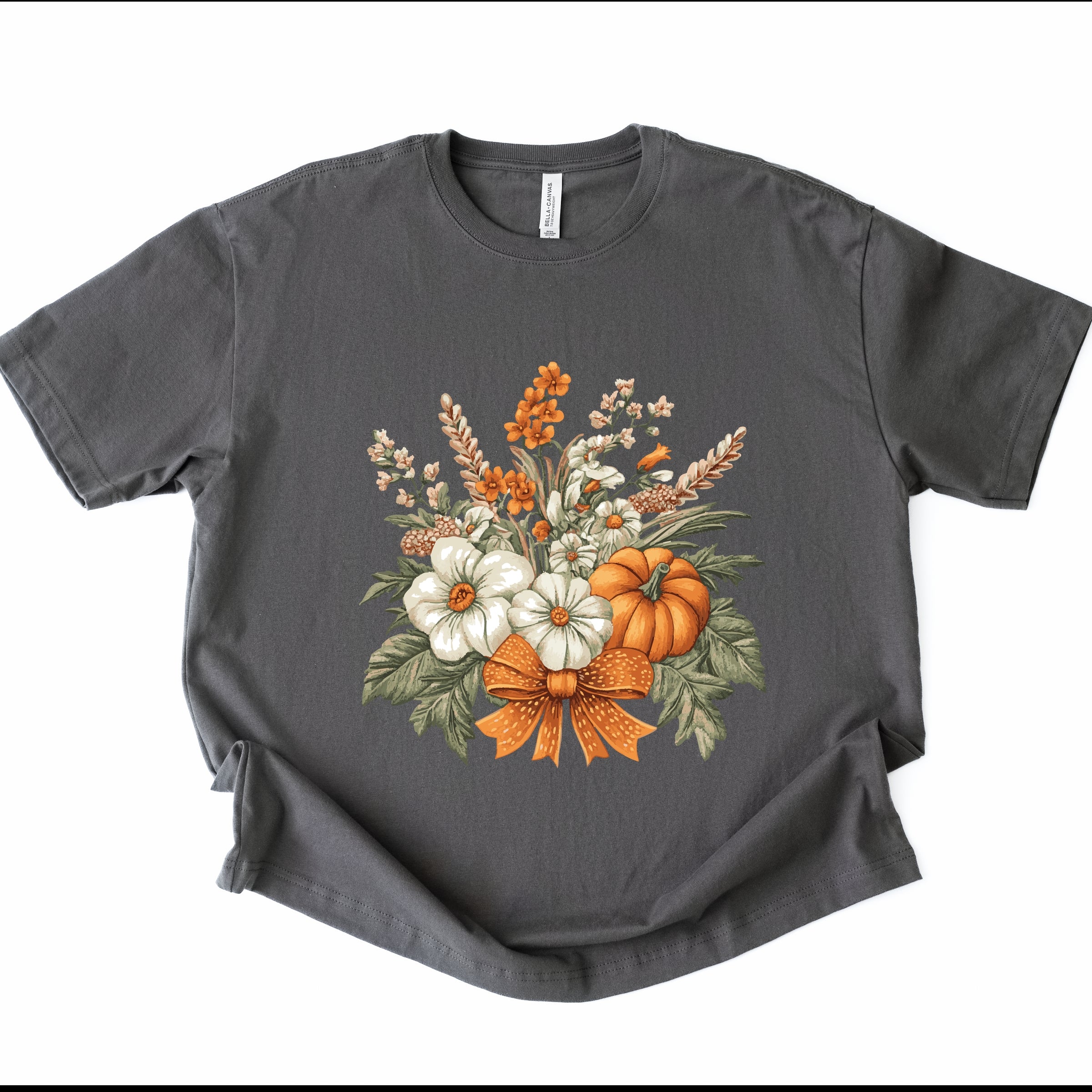 Coquette Orange Bow Fall Floral - Women's Heavyweight Graphic T-Shirt