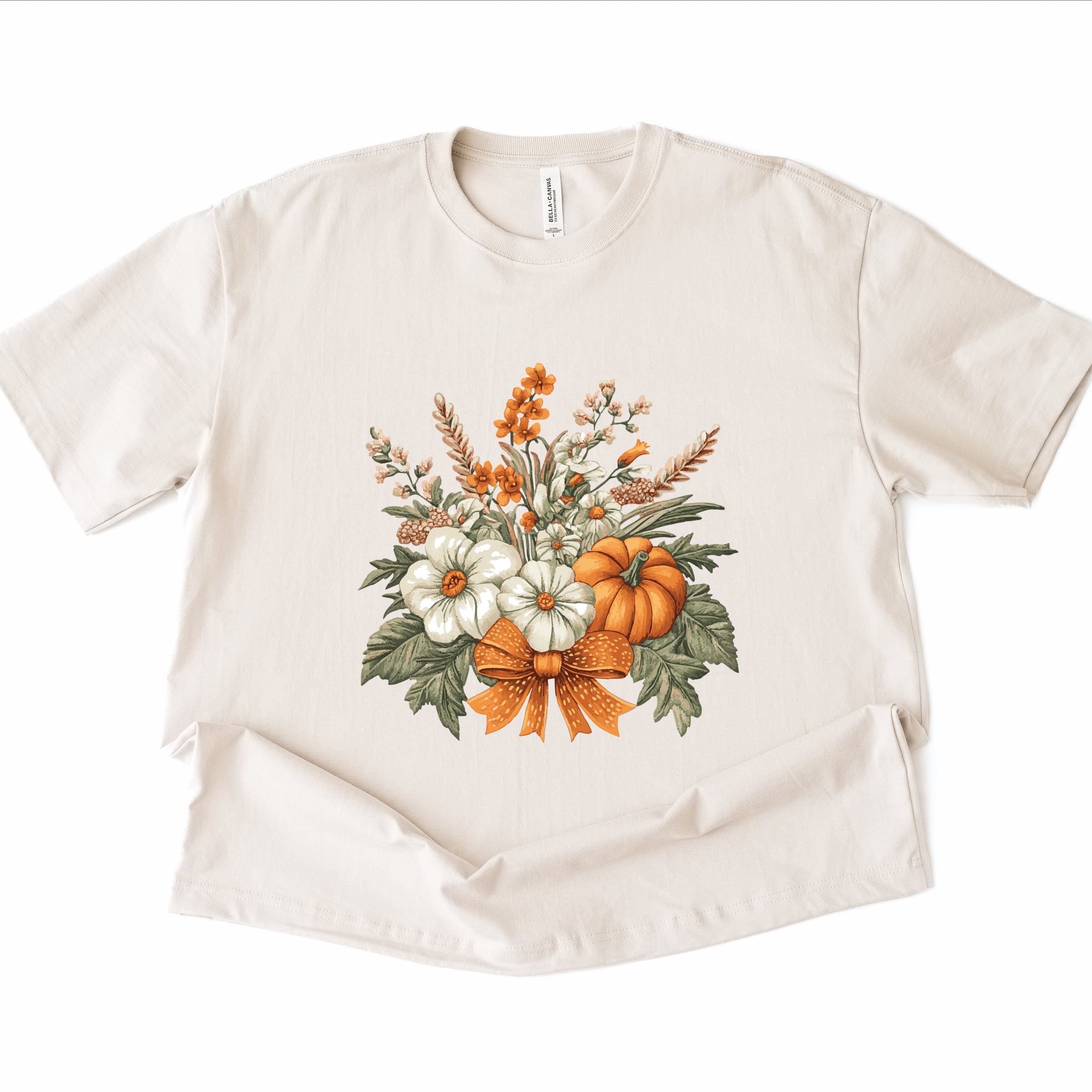 Coquette Orange Bow Fall Floral - Women's Heavyweight Graphic T-Shirt