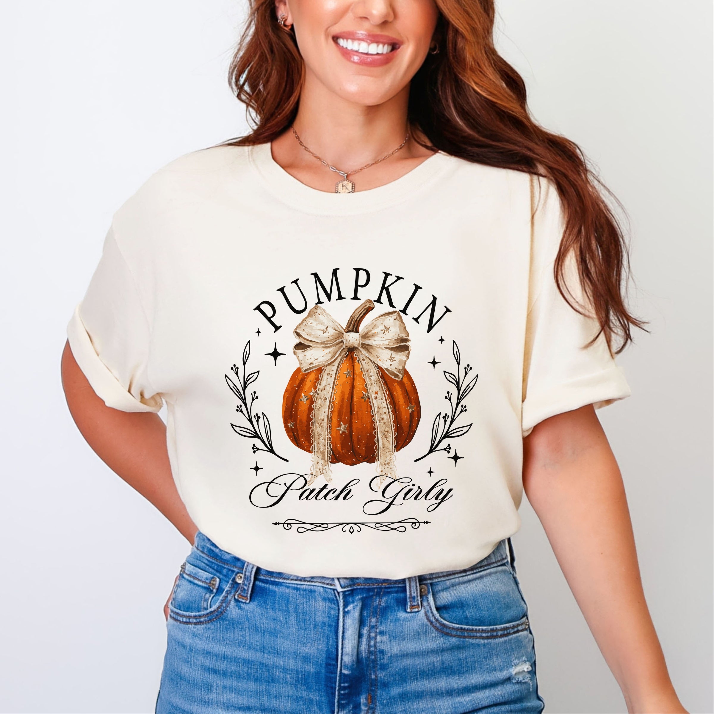 Coquette Pumpkin Patch Girly - Women's Garment Dyed Graphic T-Shirt