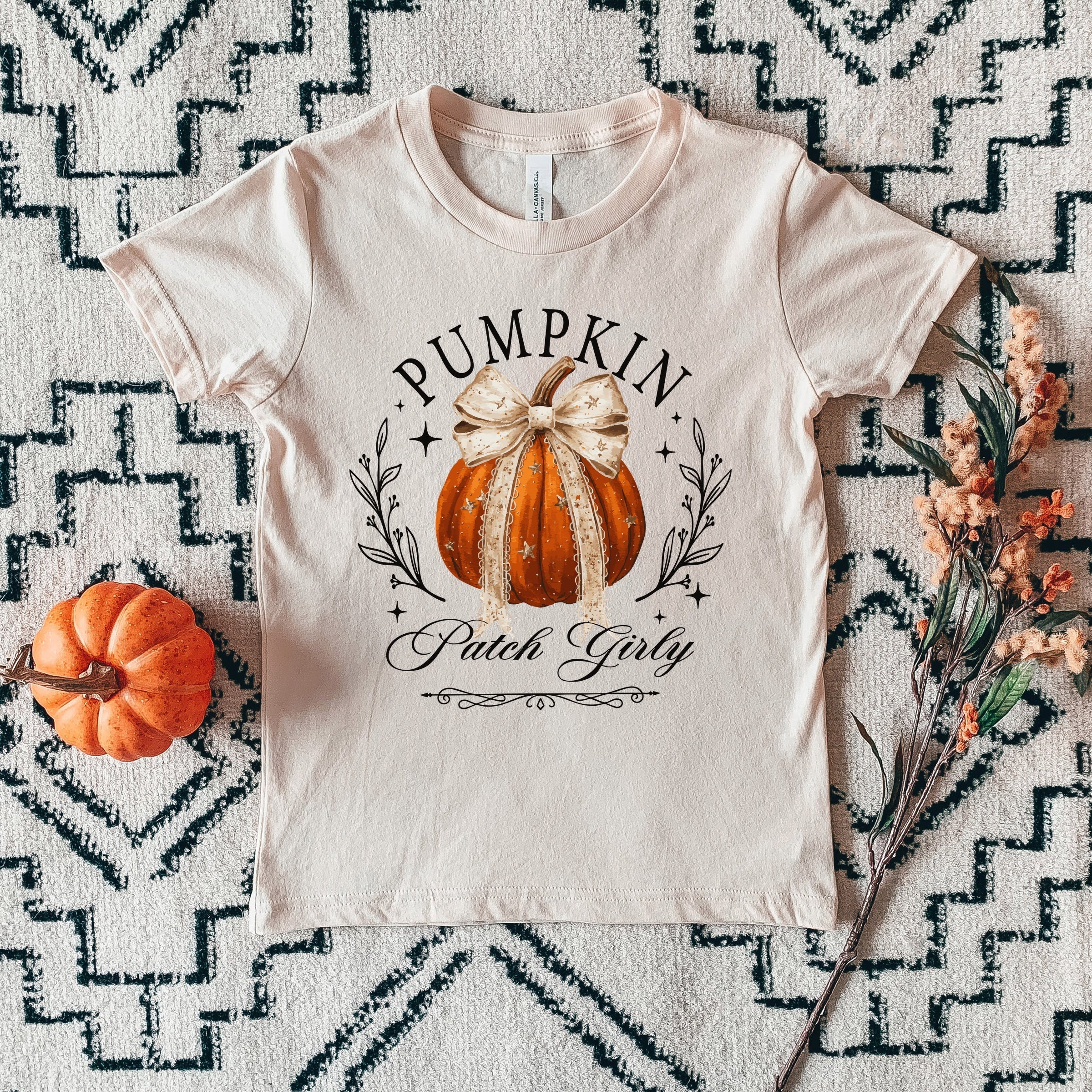 Coquette Pumpkin Patch Girly - Youth Short Sleeve Graphic T-Shirt and Toddler Short Sleeve Graphic T-Shirt